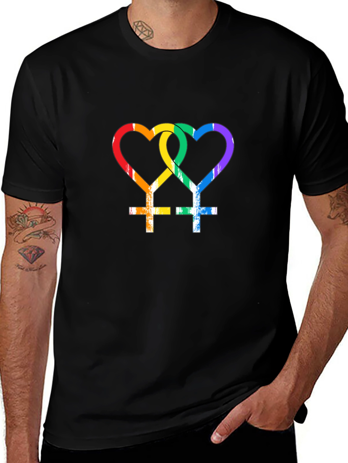 LGBT Lesbian Pride Rainbow Heart T-Shirt