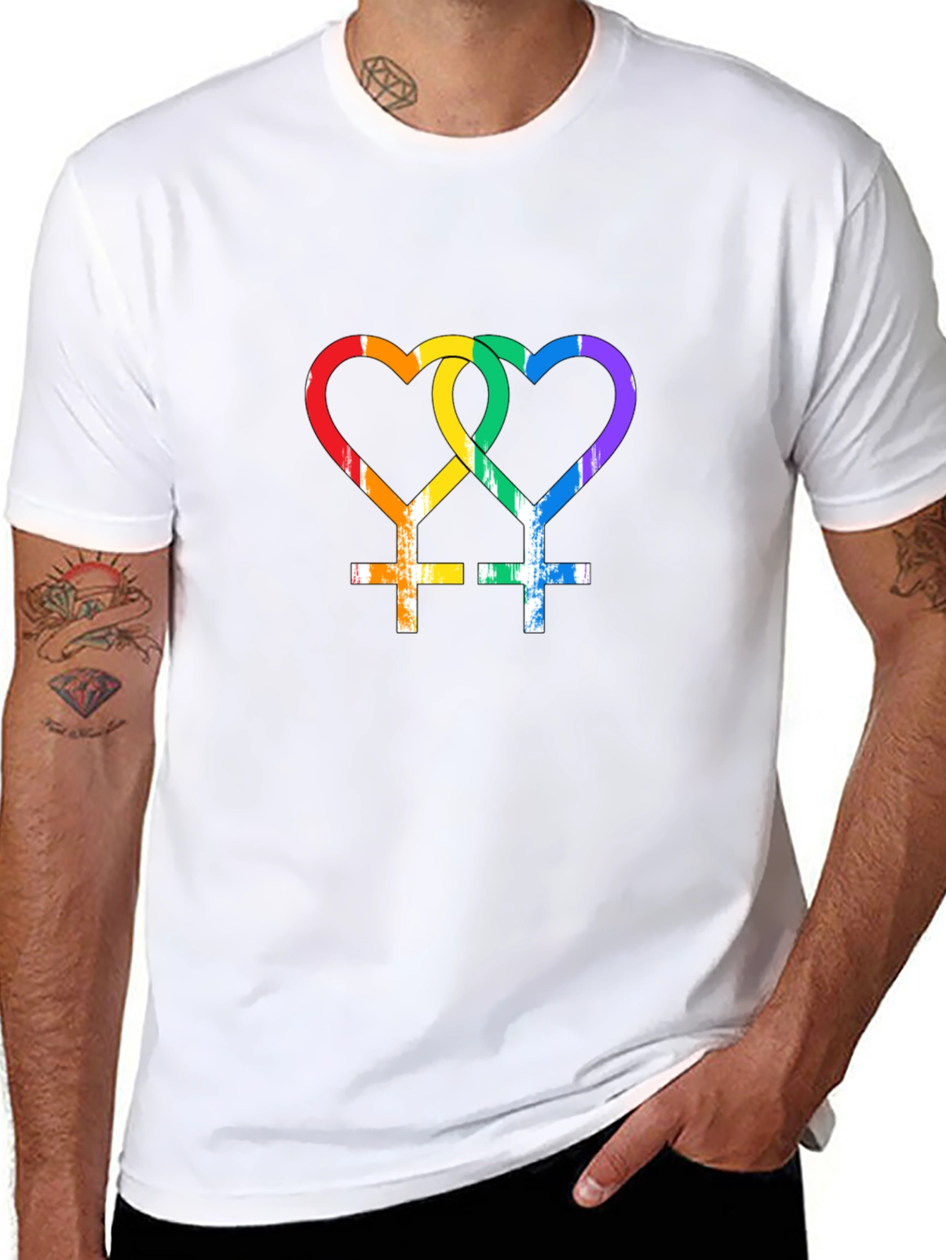 LGBT Lesbian Pride Rainbow Heart T-Shirt