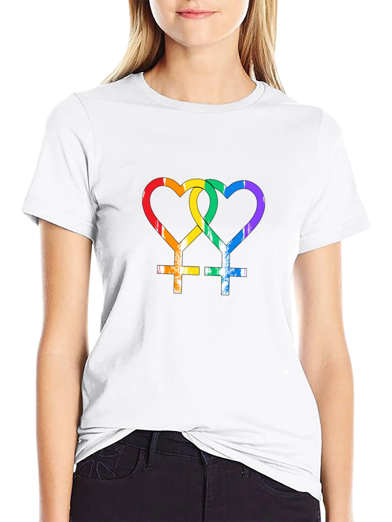 LGBT Lesbian Pride Rainbow Heart T-Shirt