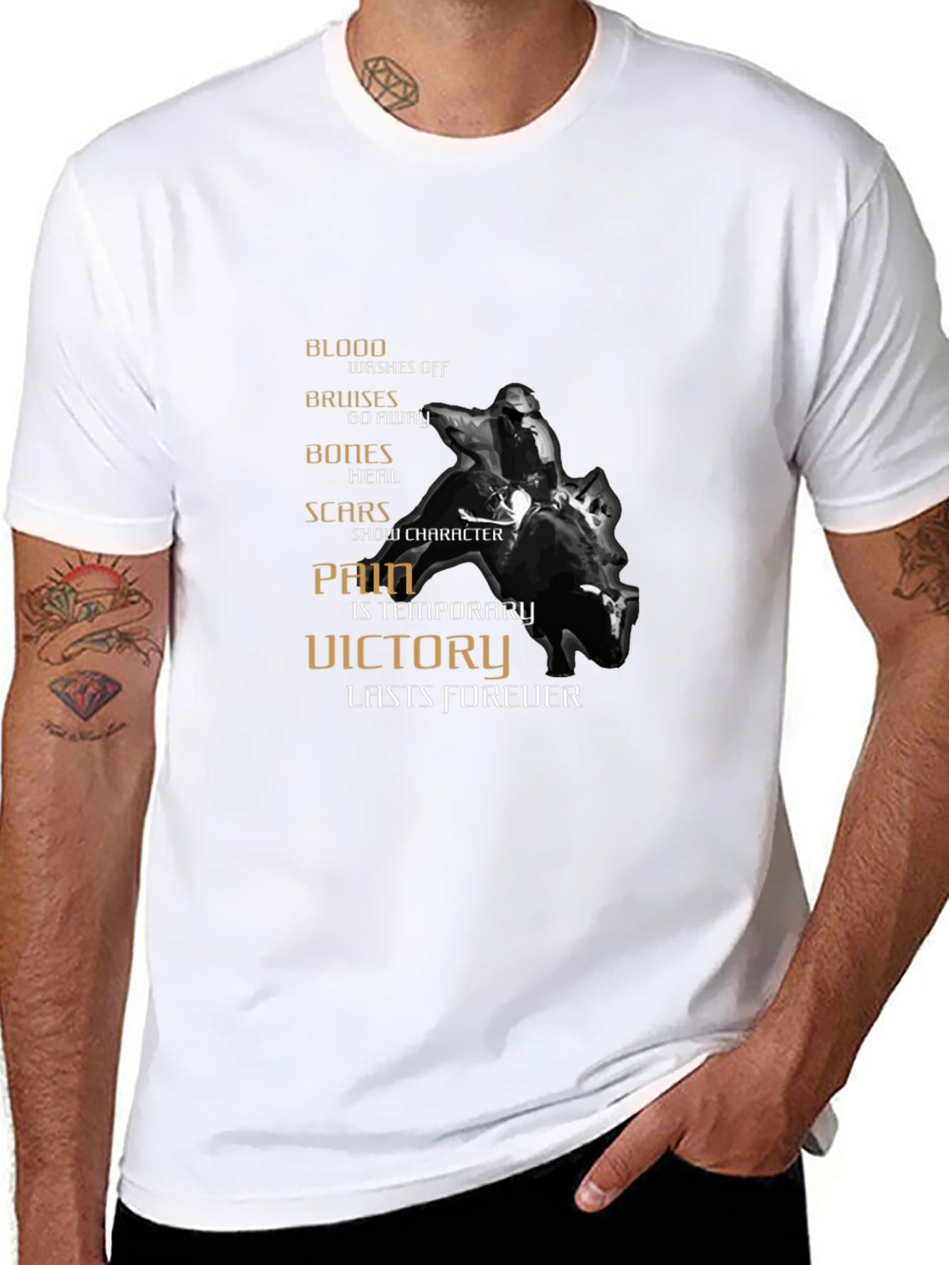 Motivational Rider Graphic T-Shirt - Pain is Temporary