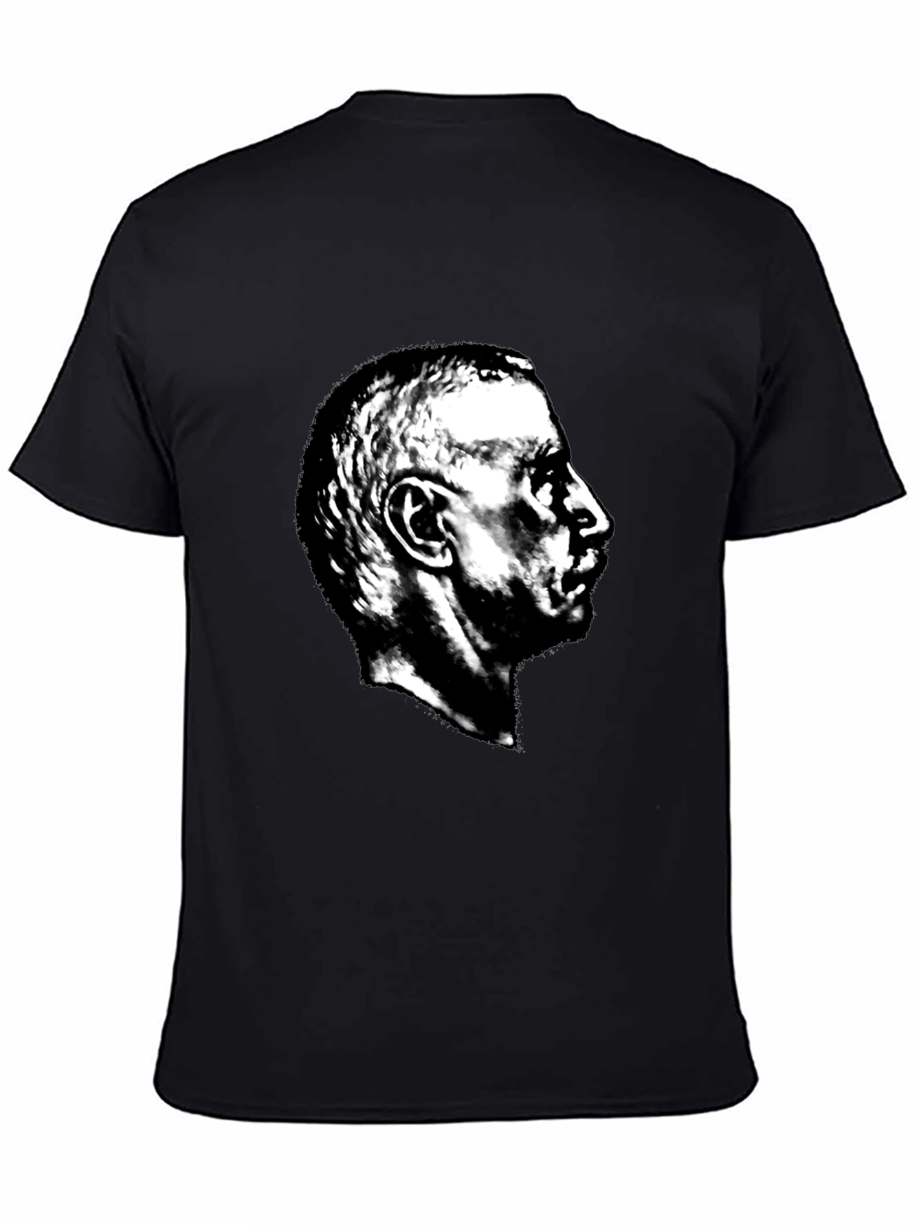 Black T-Shirt with Portrait Graphic