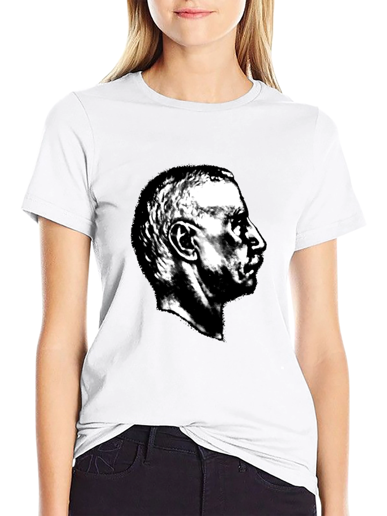 Black T-Shirt with Portrait Graphic