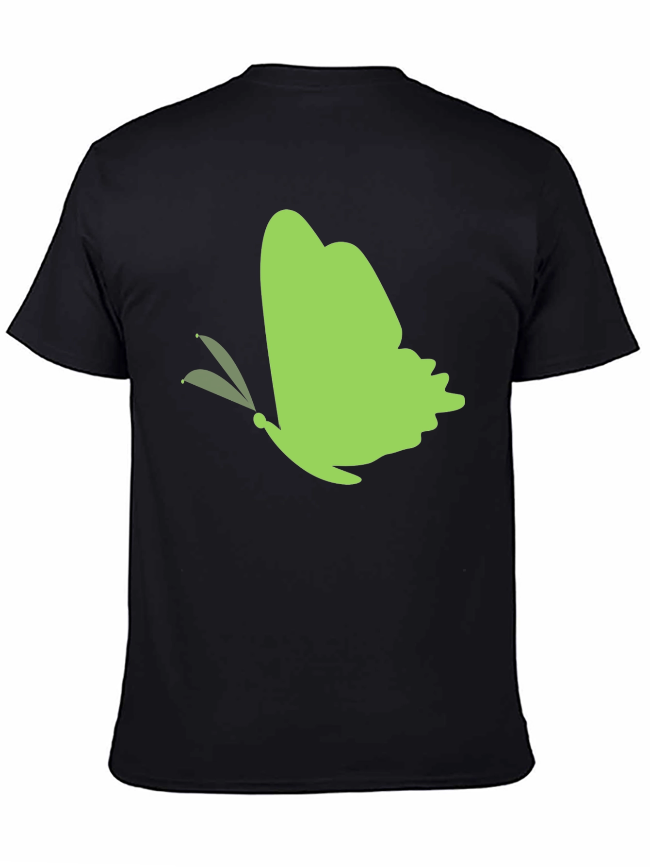 Green Butterfly Black T-Shirt