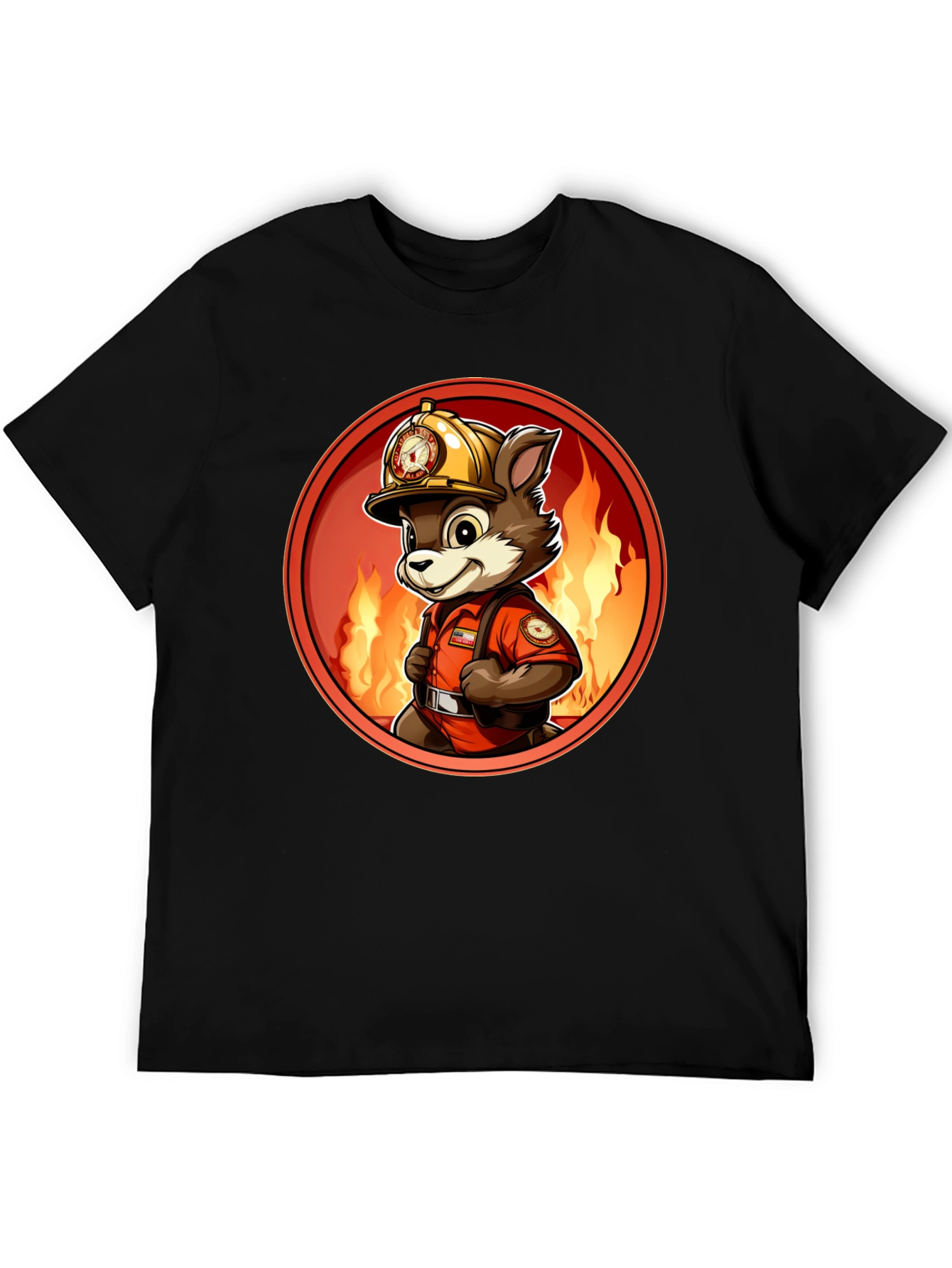 Firefighter Fox T-Shirt - Cartoon Design