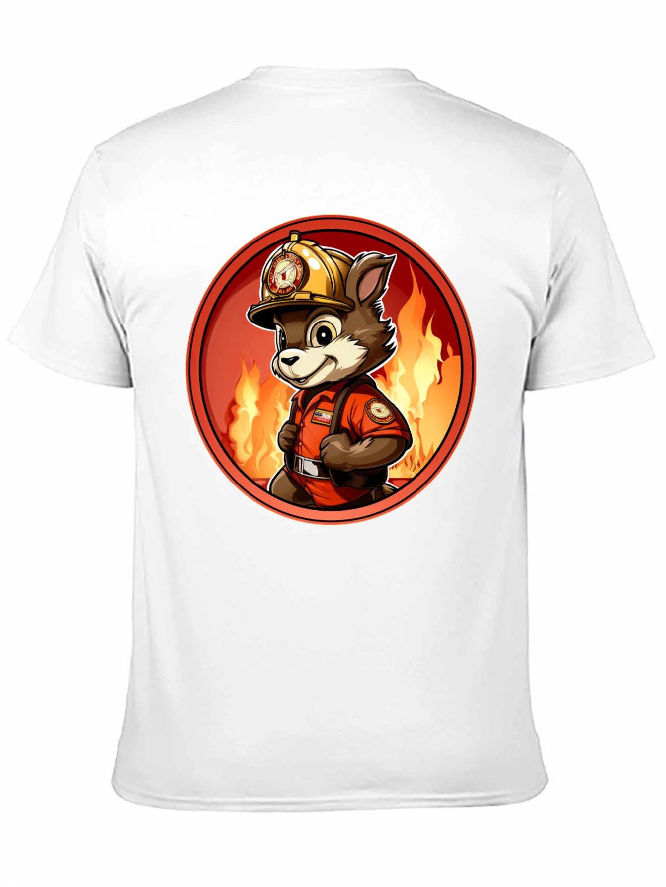 Firefighter Fox T-Shirt - Cartoon Design