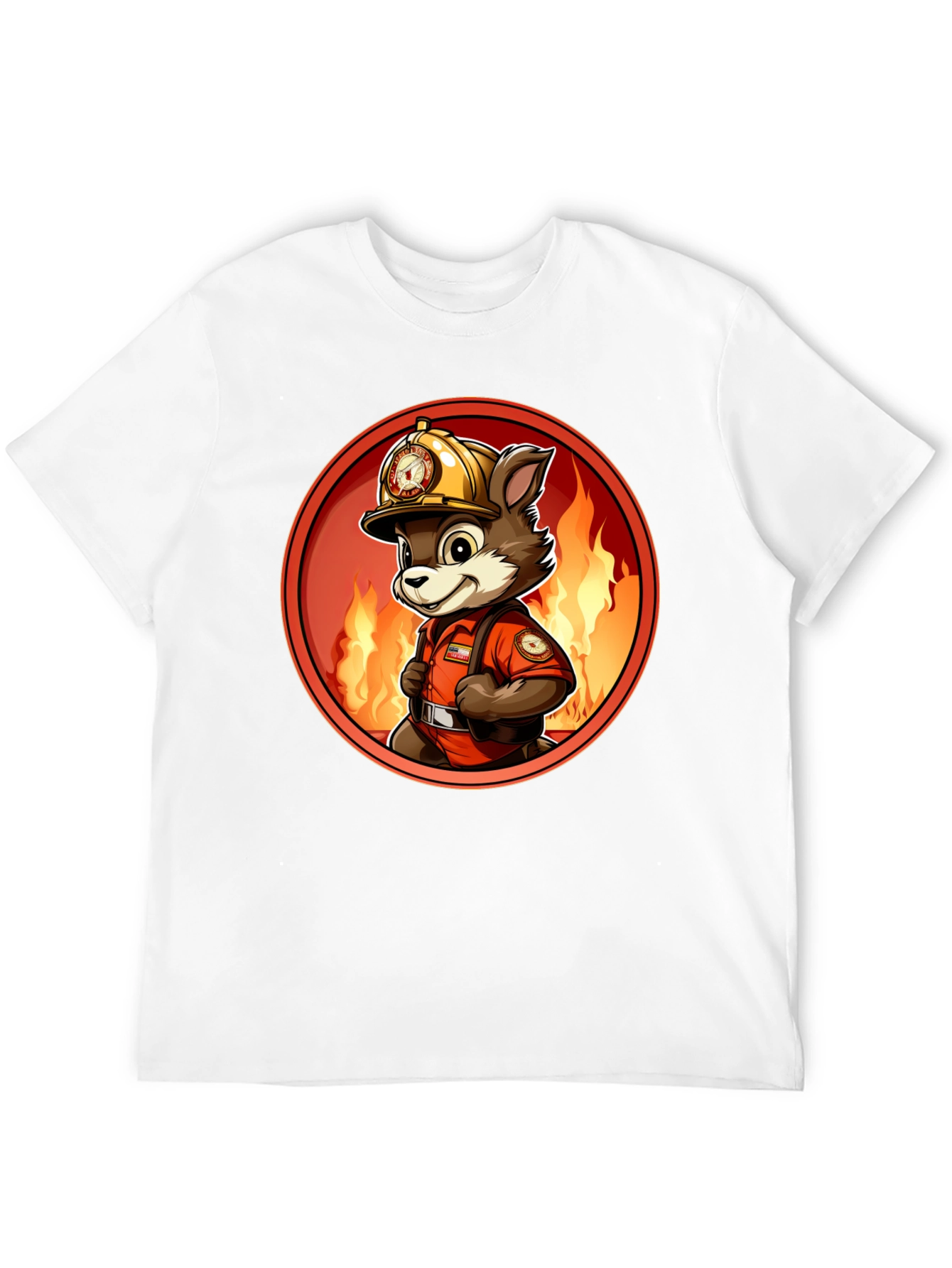 Firefighter Fox T-Shirt - Cartoon Design