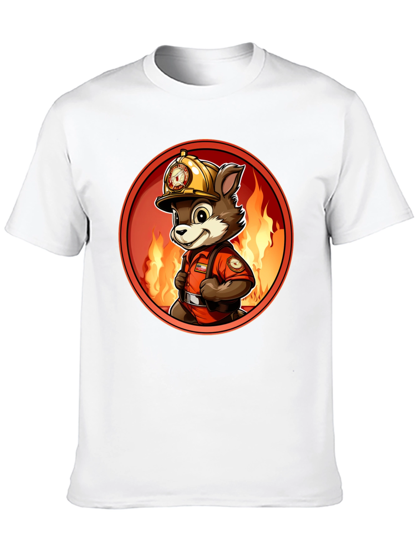 Firefighter Fox T-Shirt - Cartoon Design