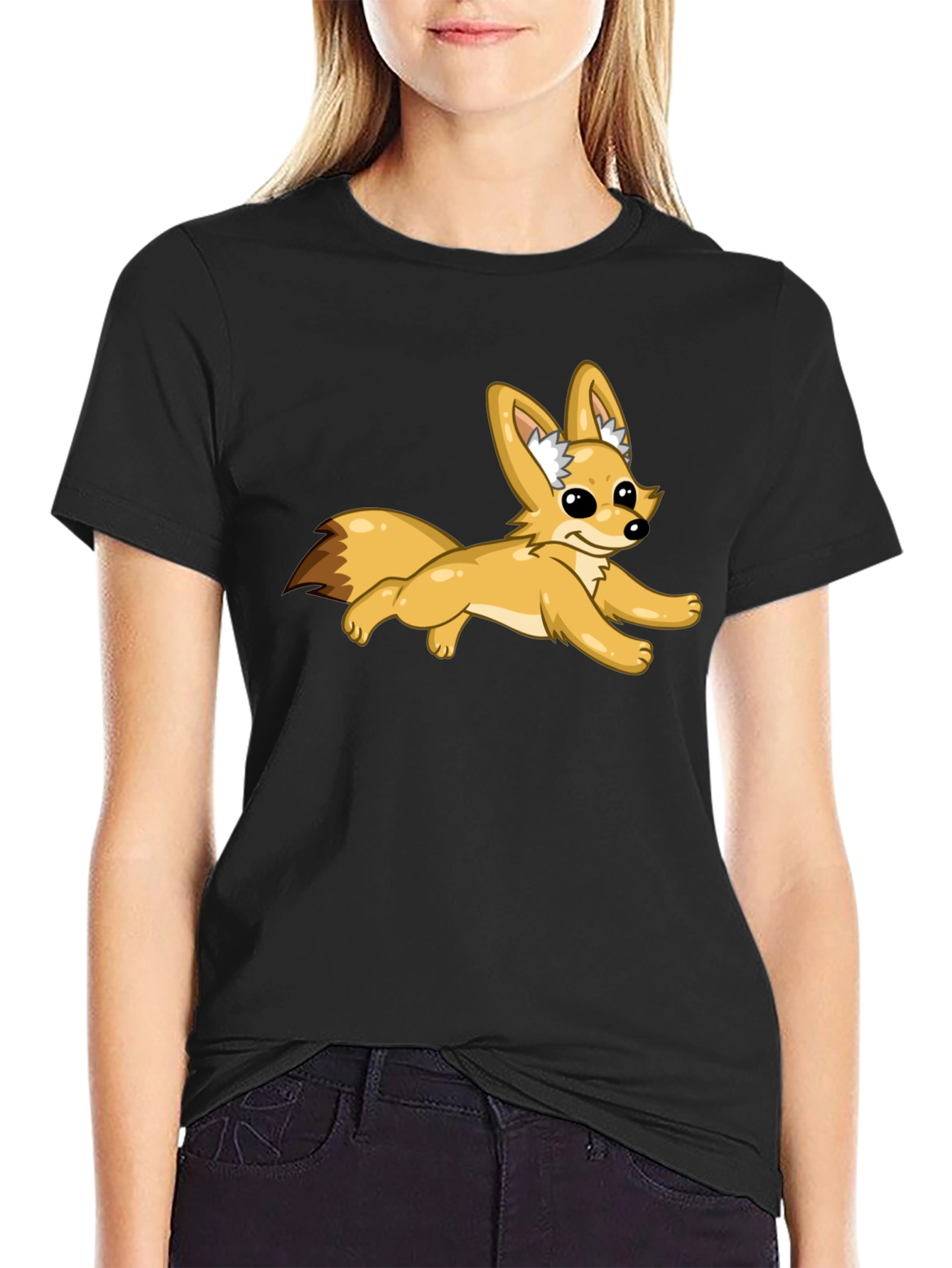 Black T-Shirt with Fox Graphic