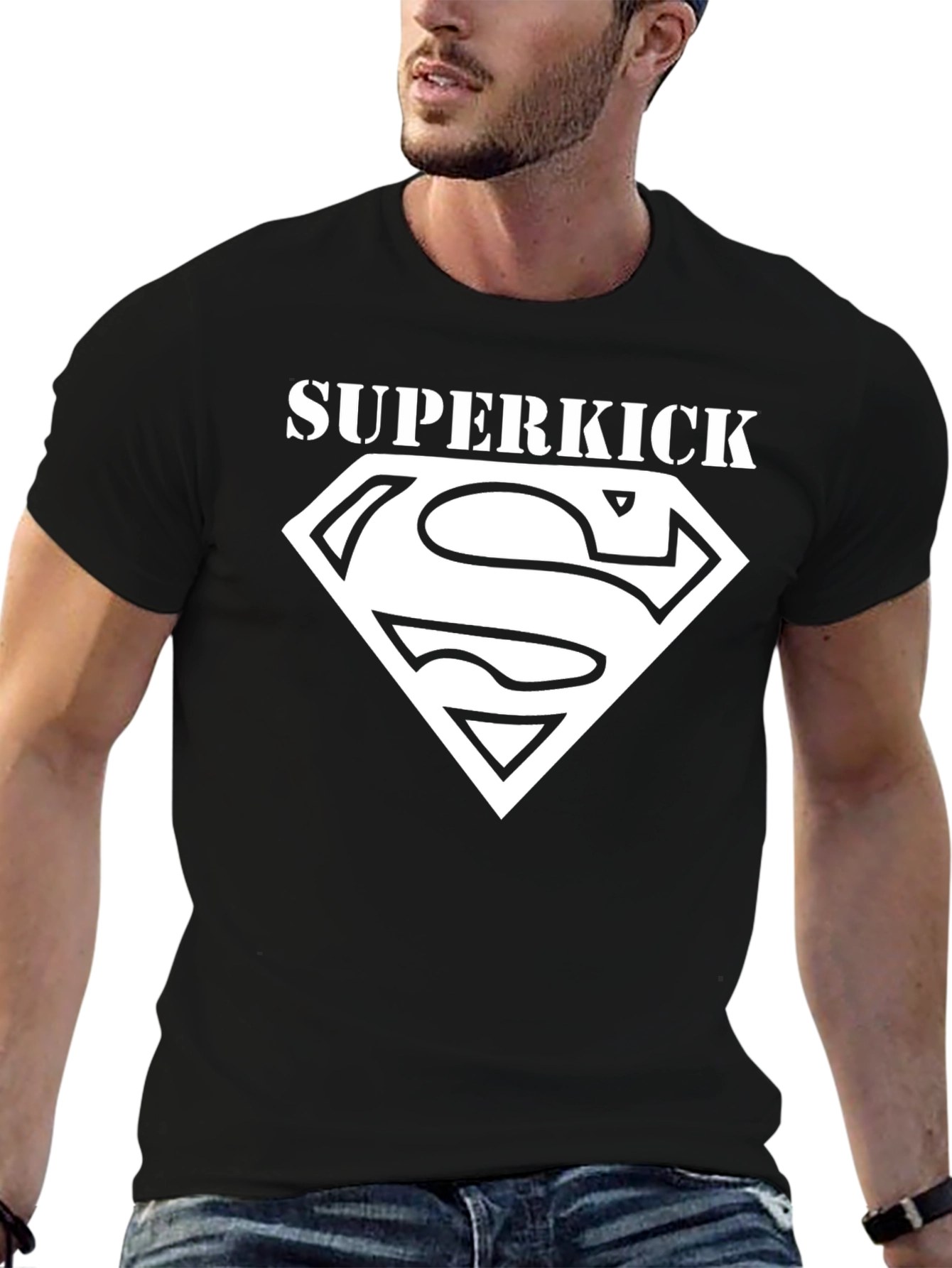 Superkick Superman Inspired Black T-Shirt