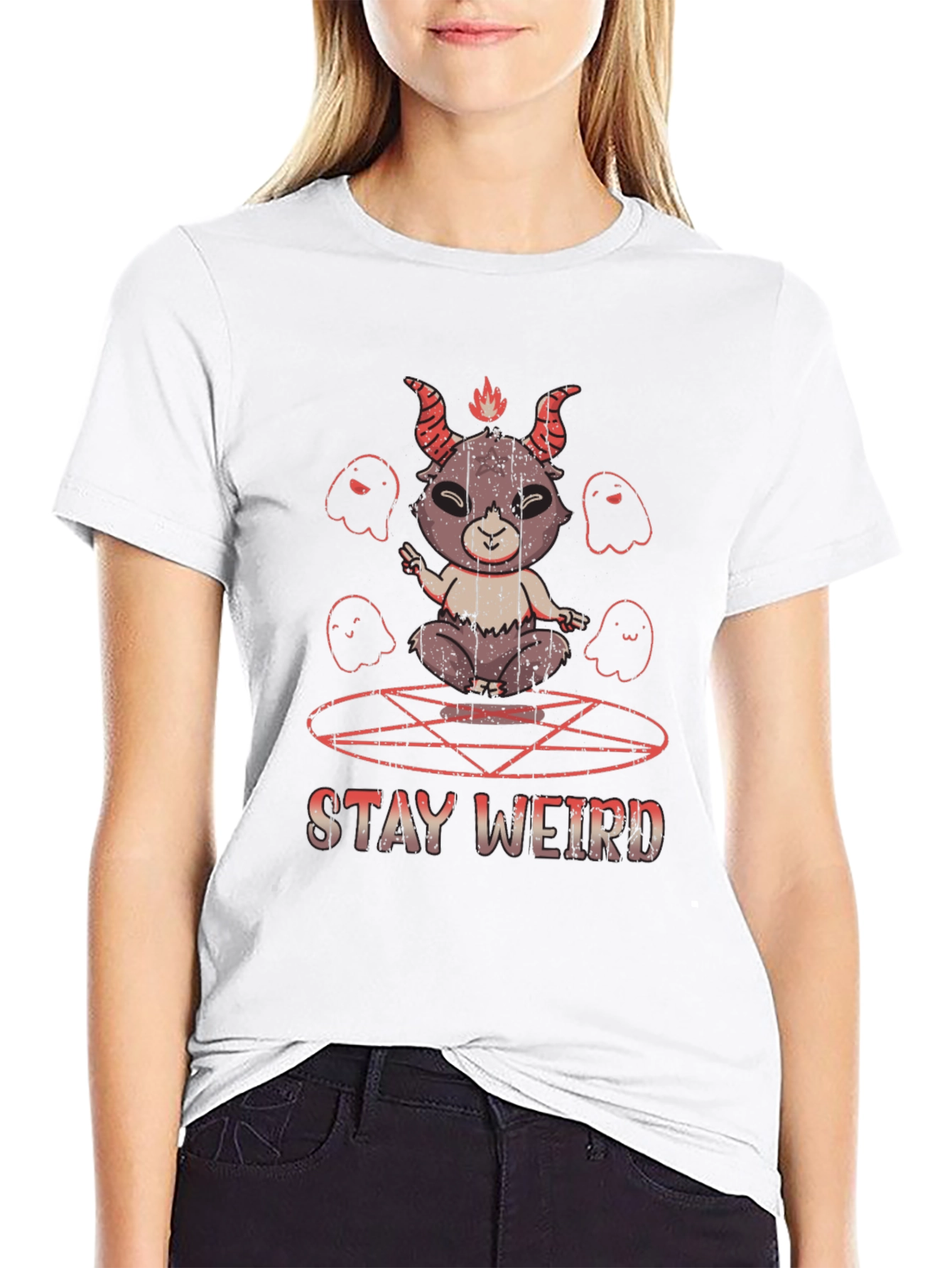 Stay Weird Graphic Tee - Baphomet Design