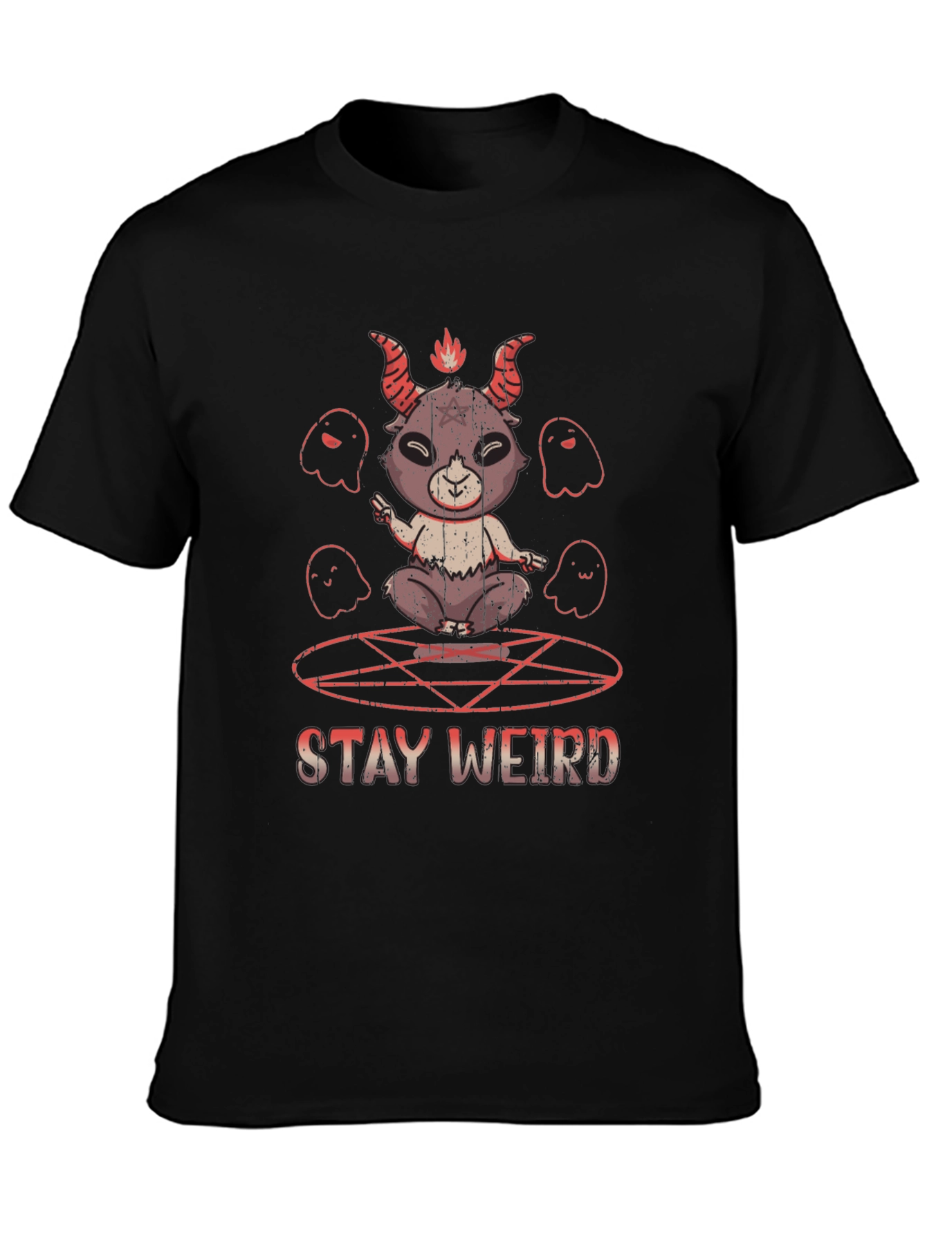 Stay Weird Graphic Tee - Baphomet Design