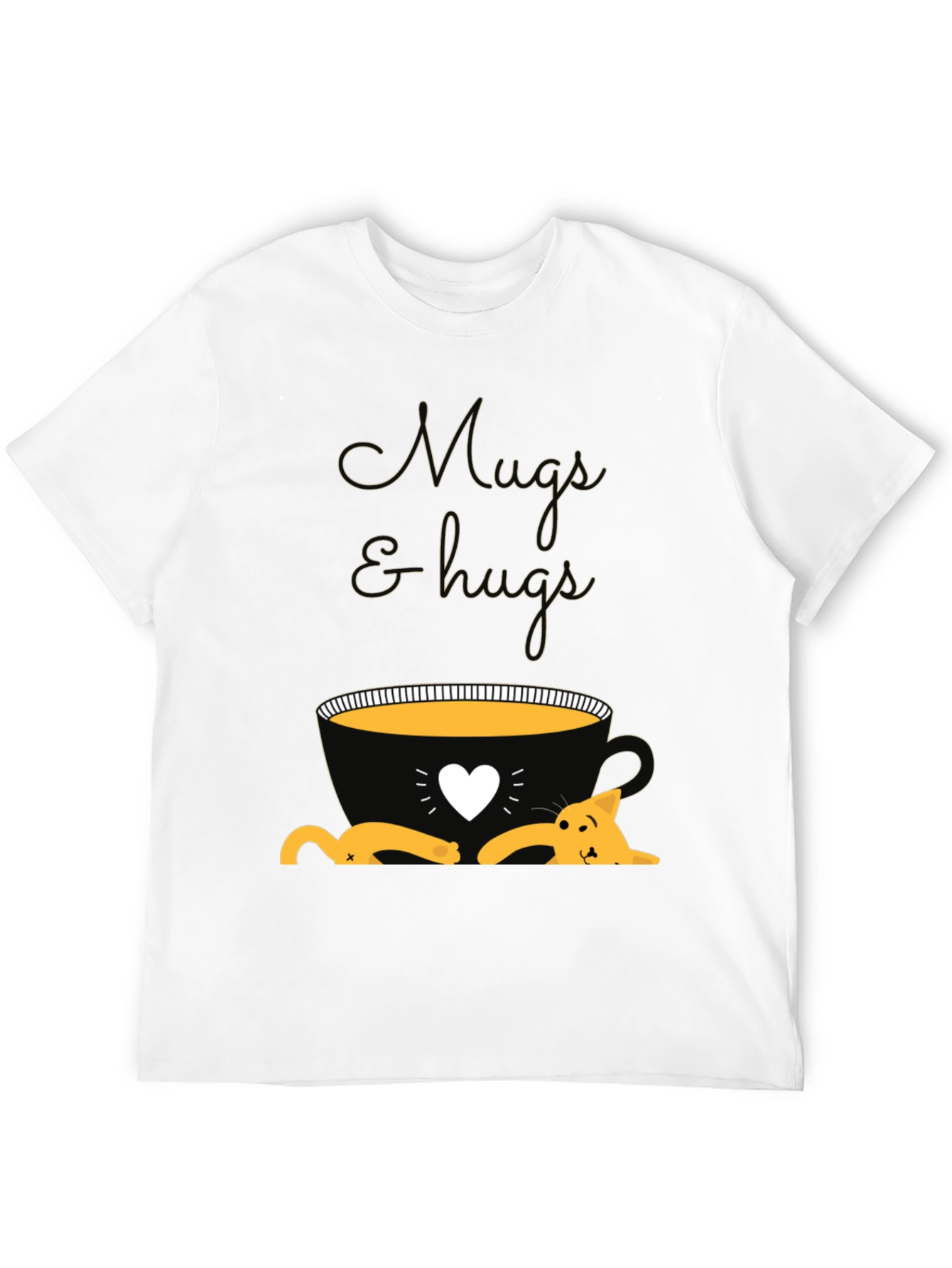 Mugs and Hugs T-Shirt - Cute Cat Lover Tee