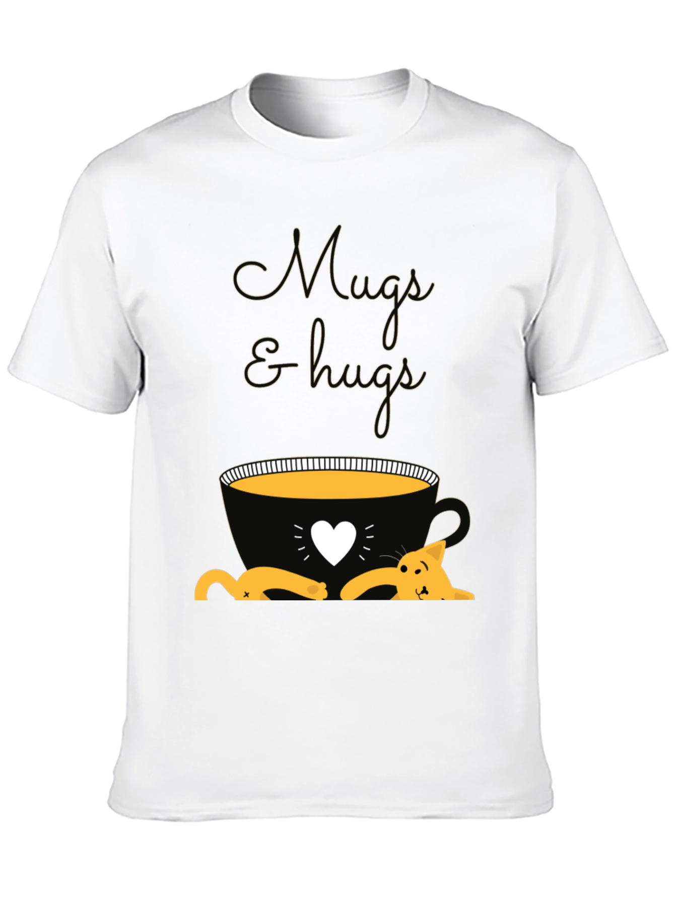 Mugs and Hugs T-Shirt - Cute Cat Lover Tee