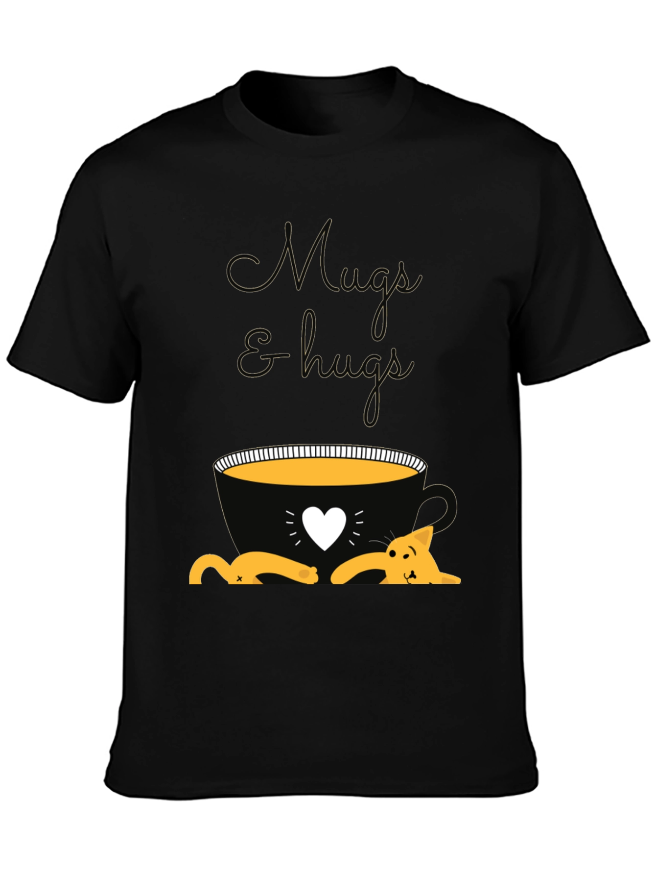 Mugs and Hugs T-Shirt - Cute Cat Lover Tee