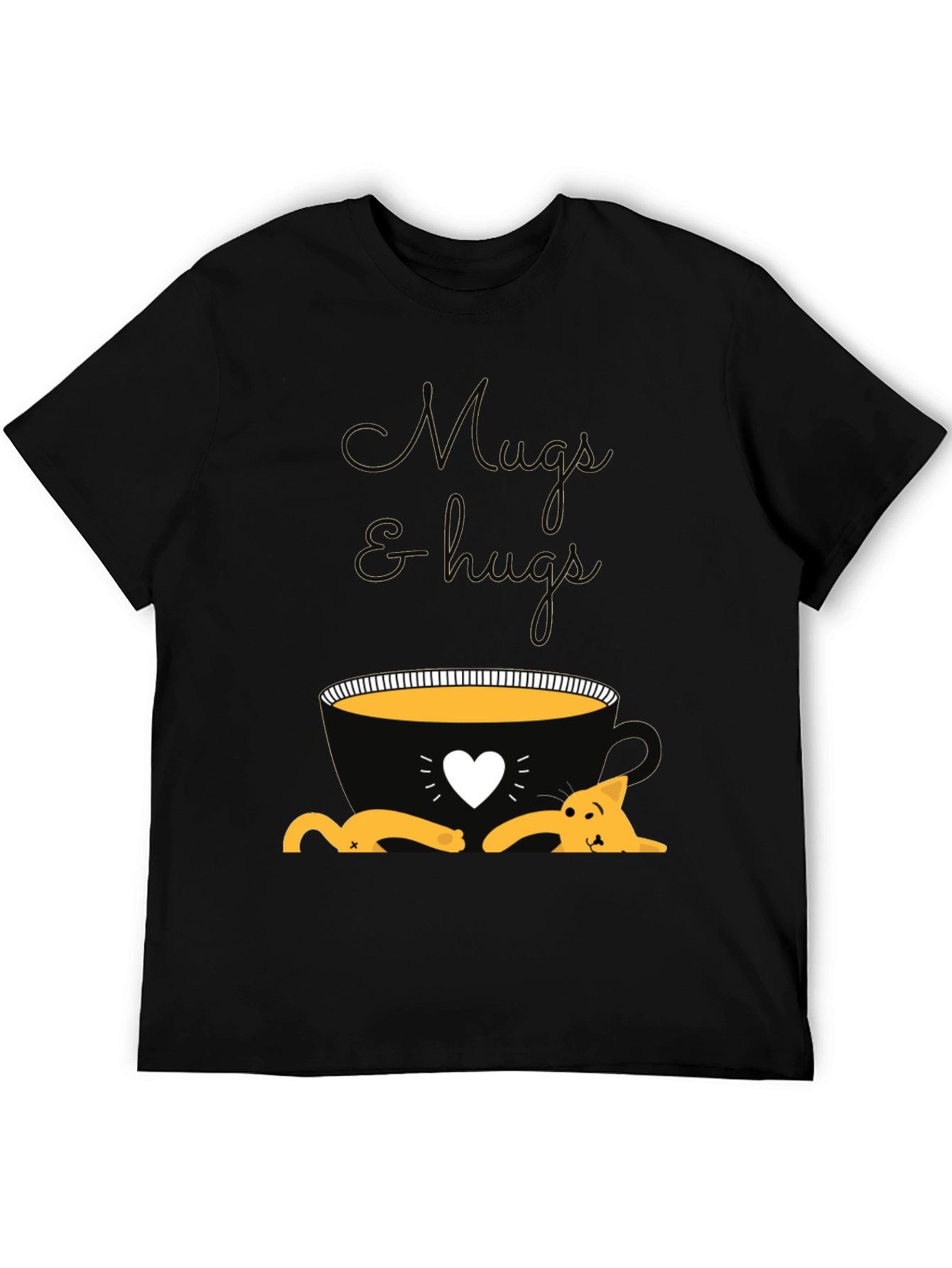 Mugs and Hugs T-Shirt - Cute Cat Lover Tee