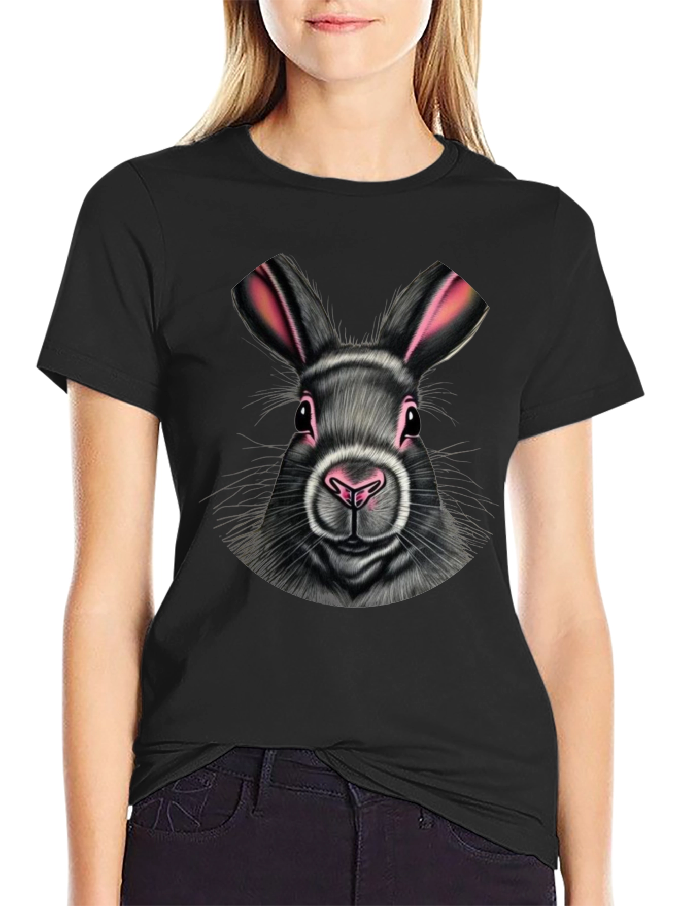 Black Rabbit Graphic Tee - Cute Bunny T-Shirt