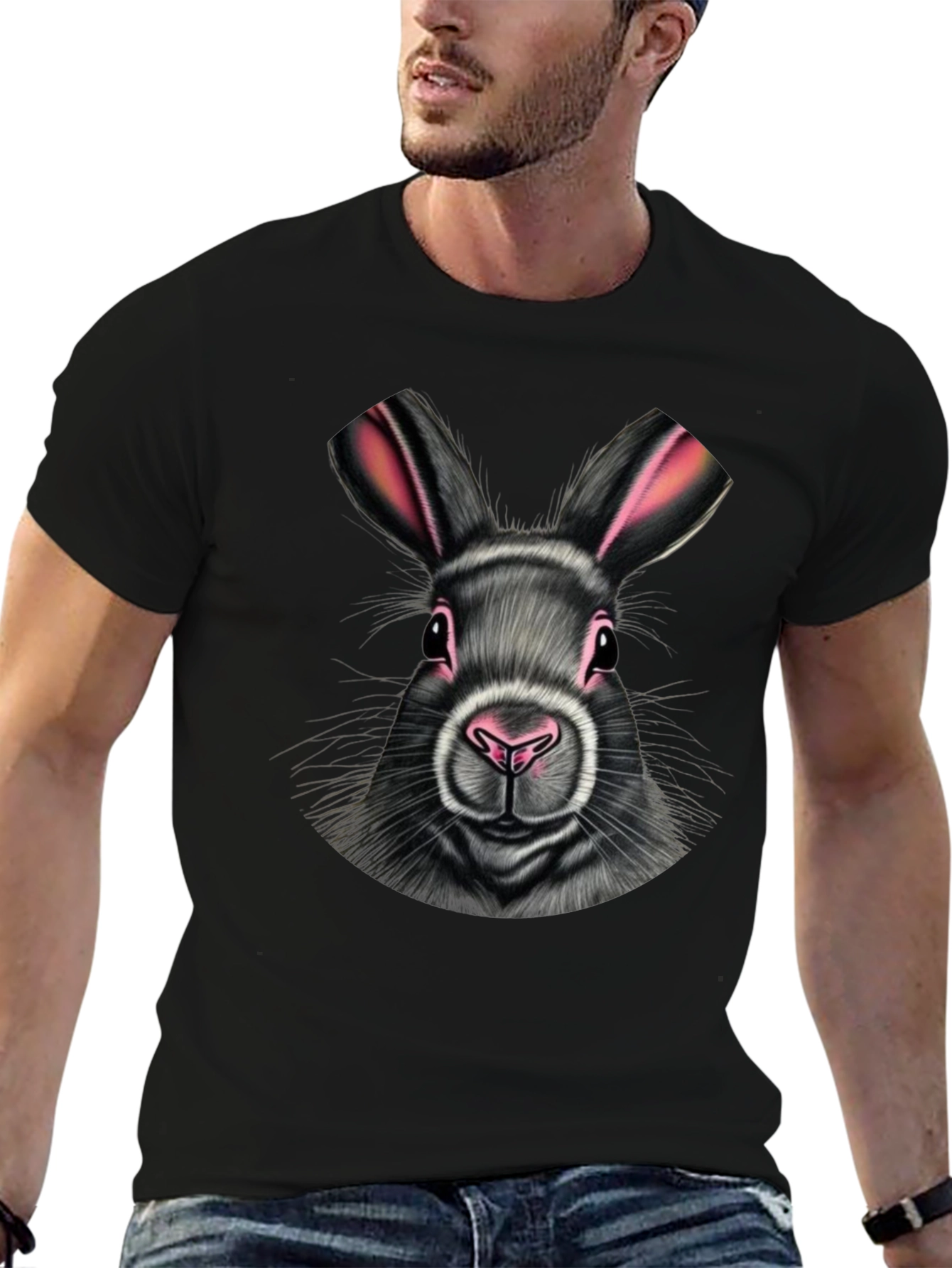 Black Rabbit Graphic Tee - Cute Bunny T-Shirt