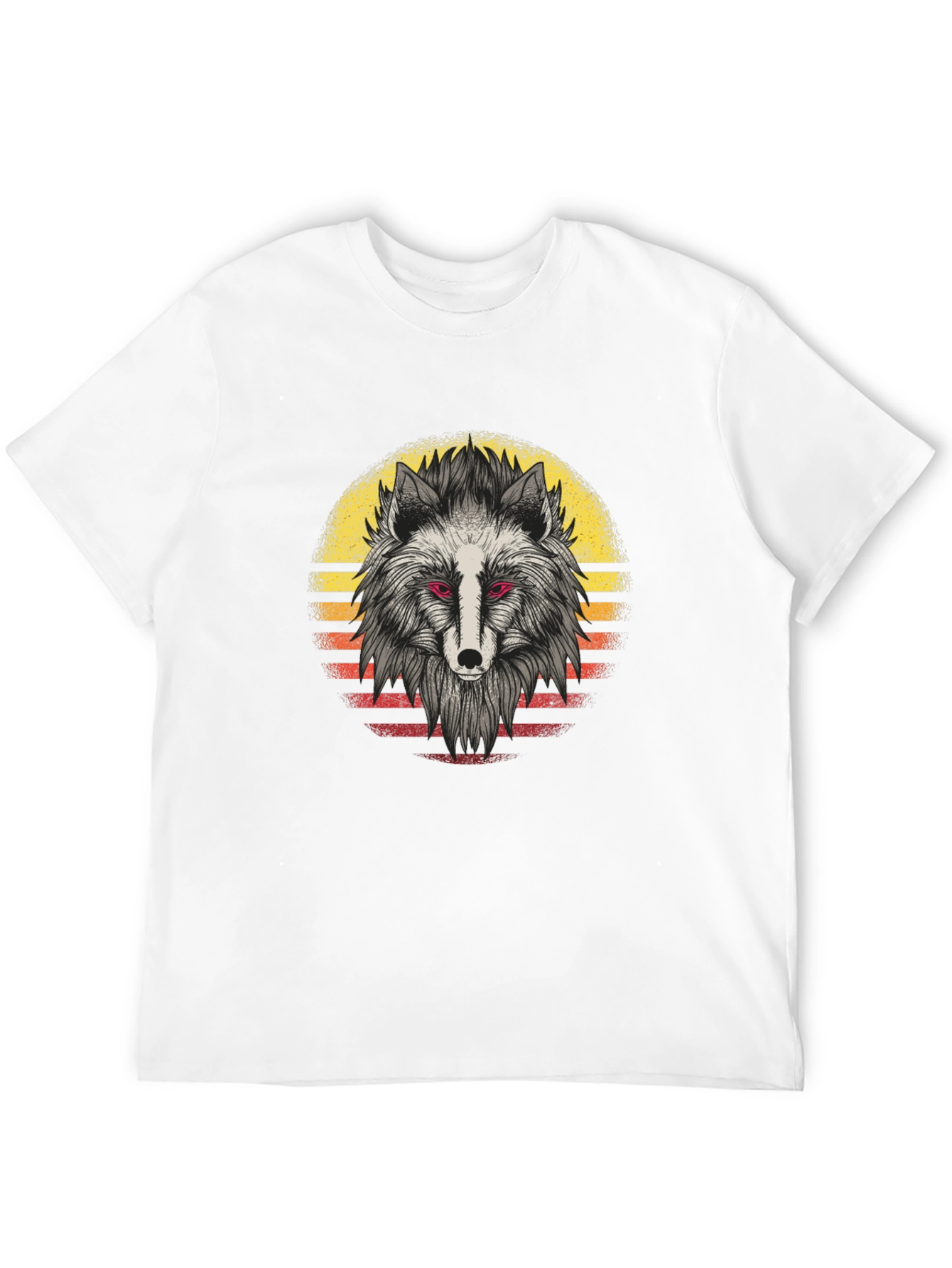 Wolf Sunset Graphic Tee - Black Cotton Shirt