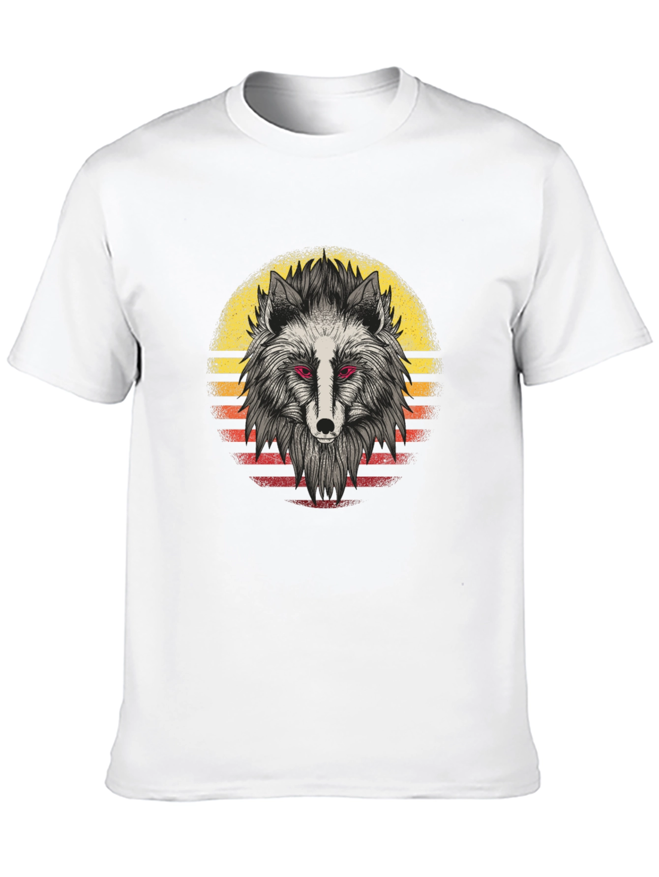 Wolf Sunset Graphic Tee - Black Cotton Shirt
