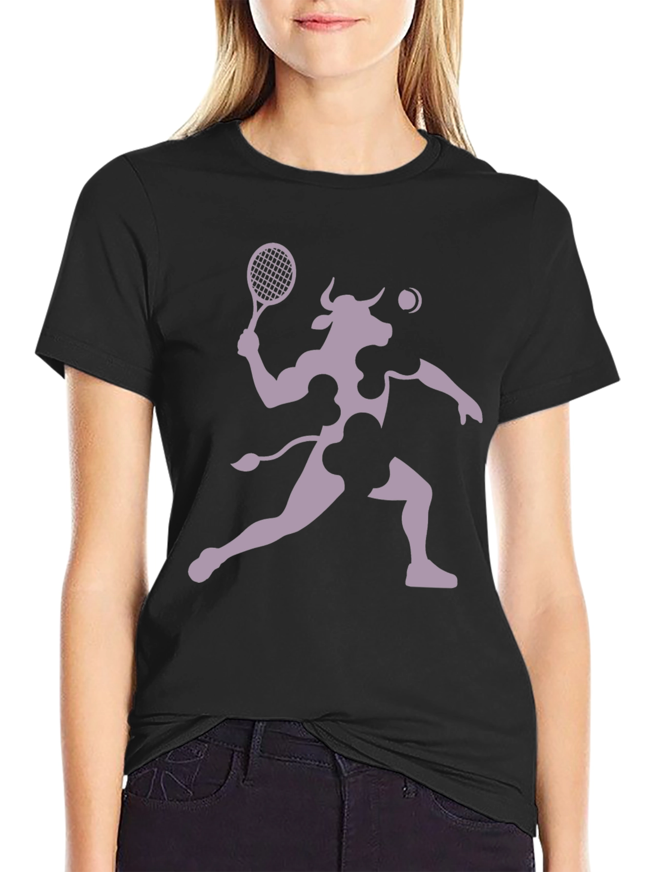 Tennis Cow Graphic T-Shirt - Funny Sports Tee