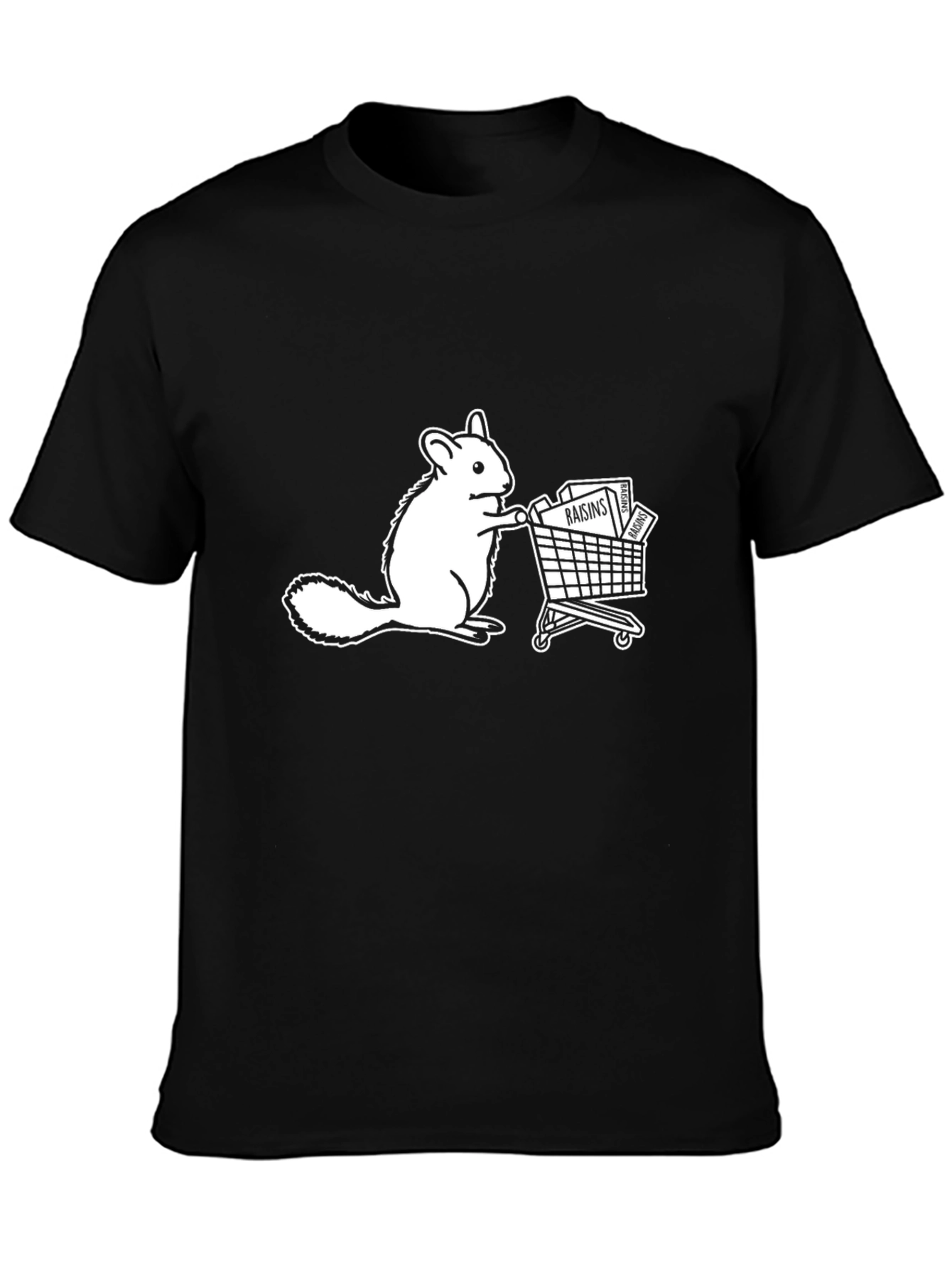 Squirrel Raisins Shopping Cart Black T-Shirt