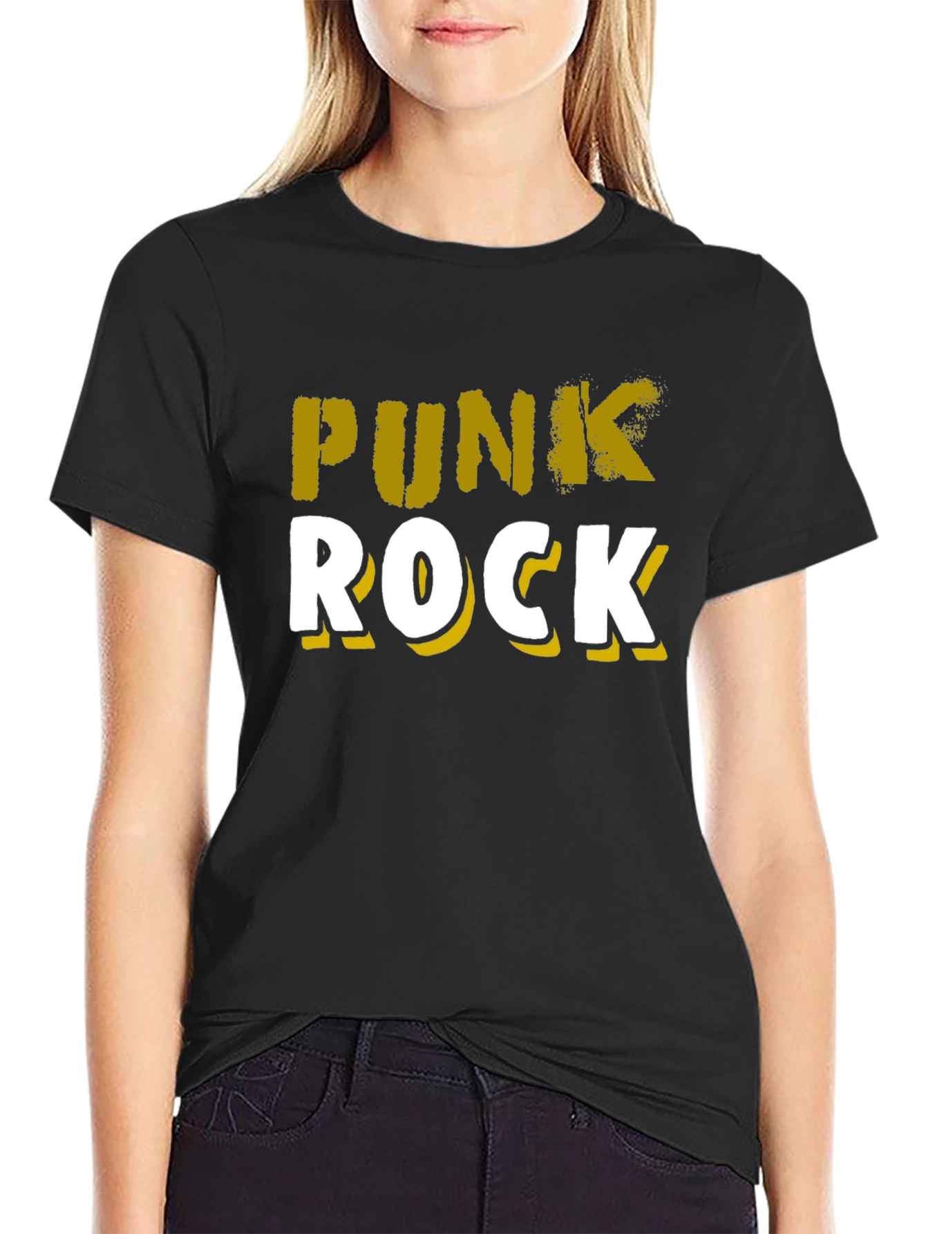 Punk Rock Graphic Tee - Black Cotton T-Shirt