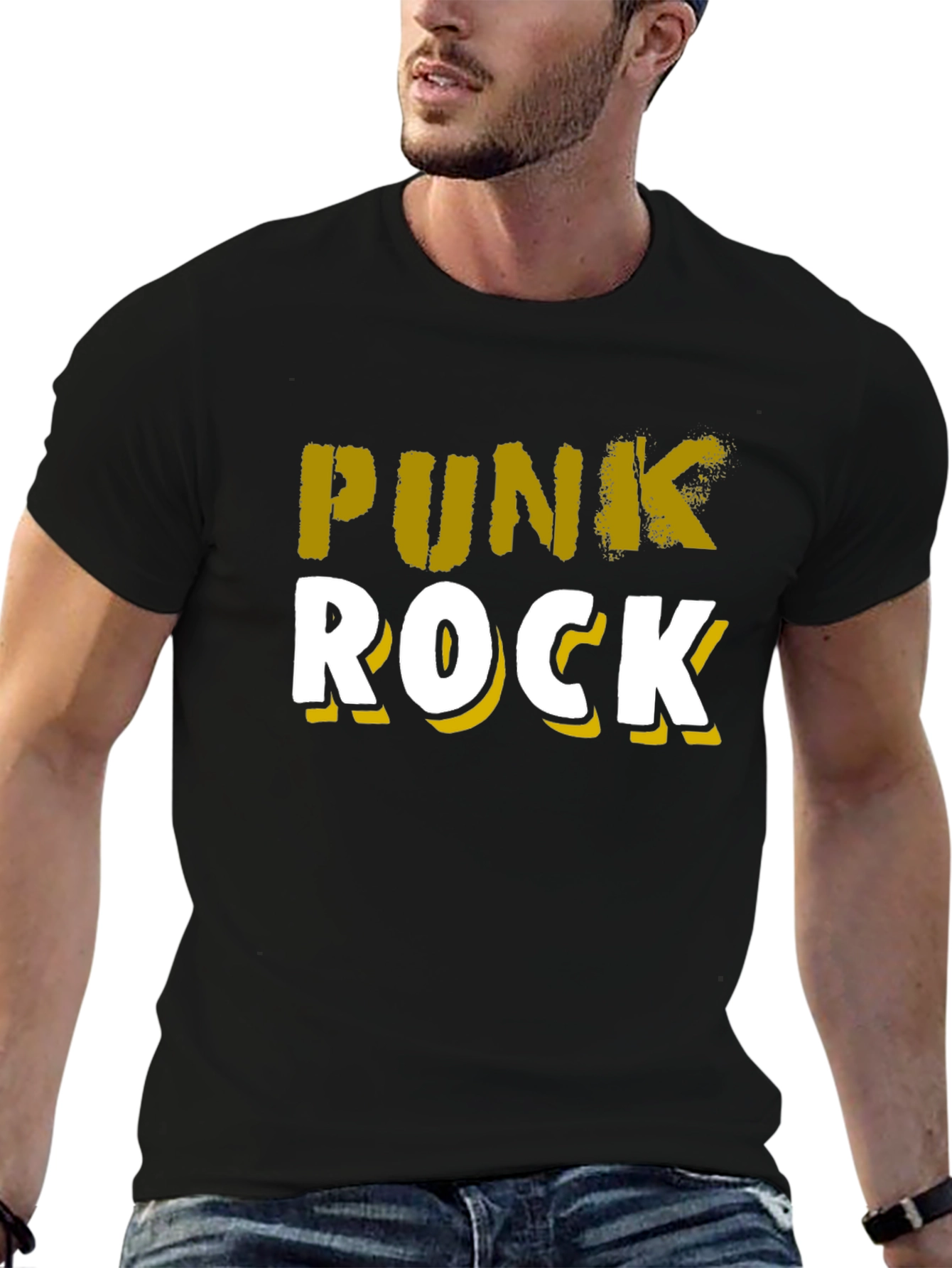 Punk Rock Graphic Tee - Black Cotton T-Shirt