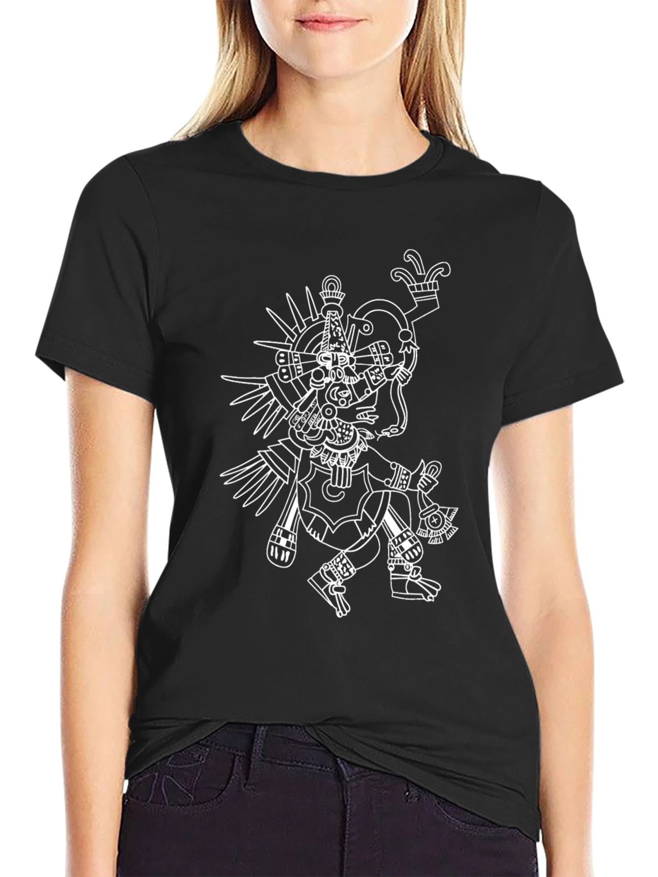 Aztec Inspired Graphic T-Shirt - Black