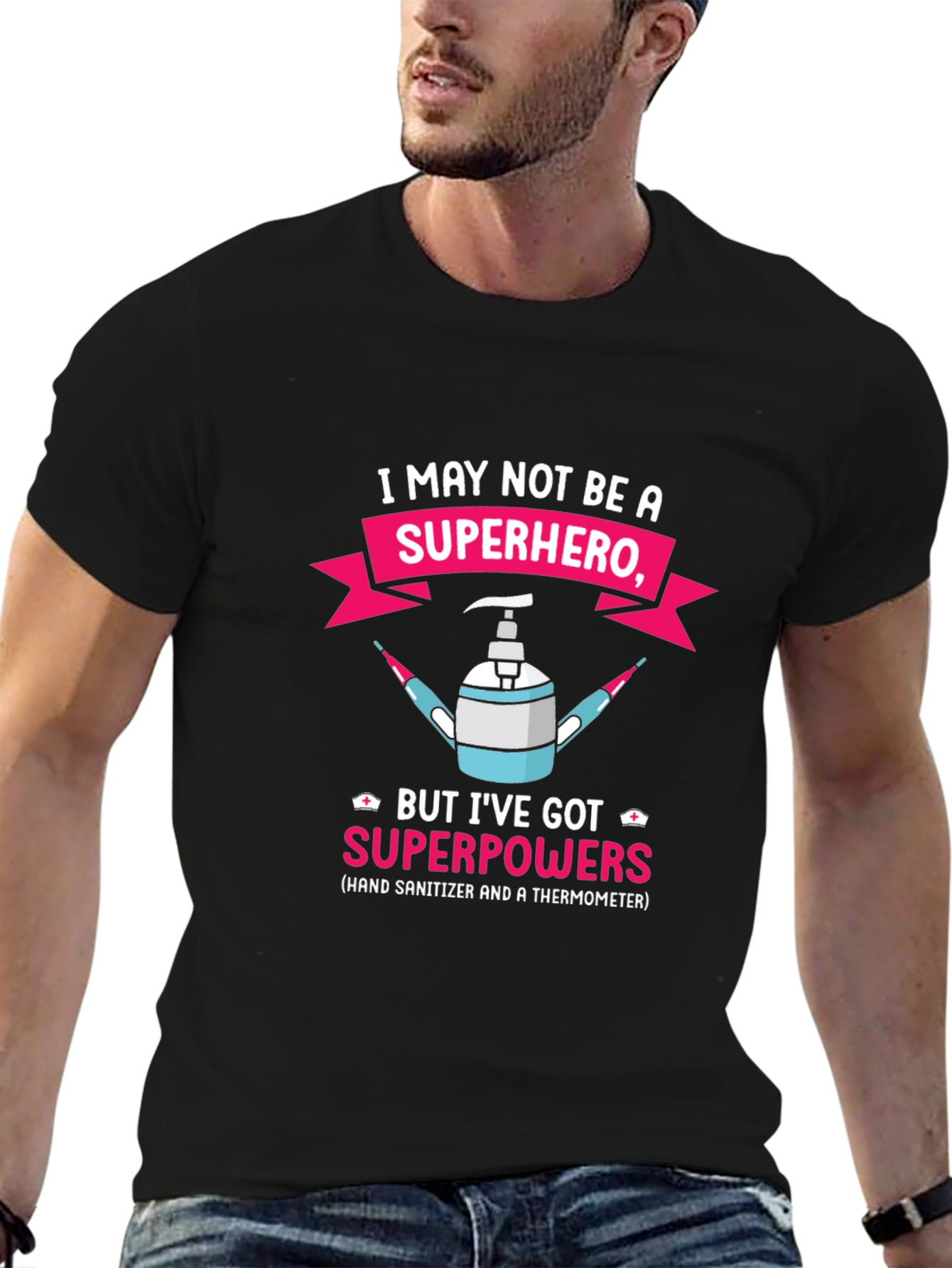 Superhero Nurse Hand Sanitizer & Thermometer T-Shirt