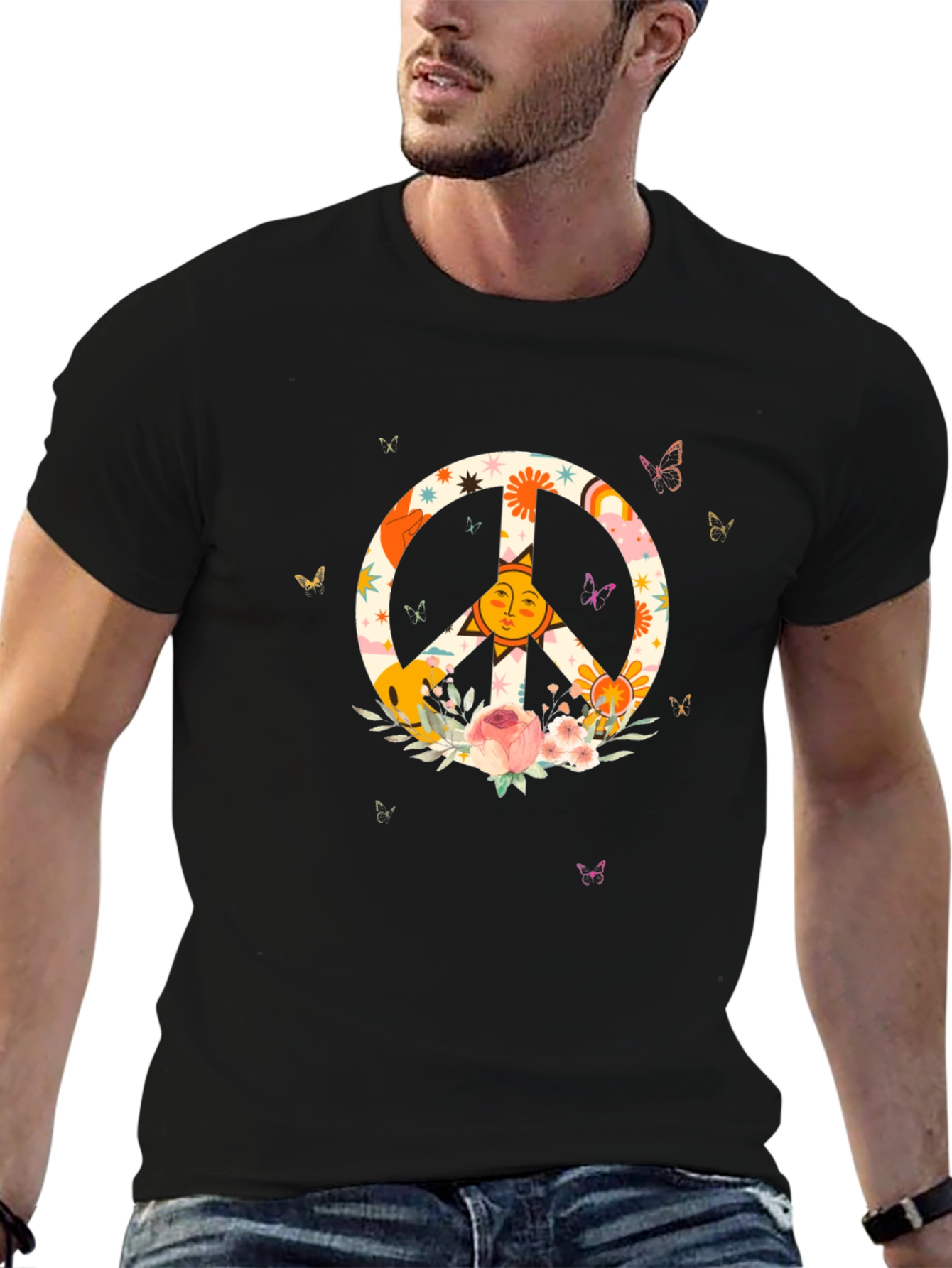 Peace Sign Graphic Tee - Retro Style