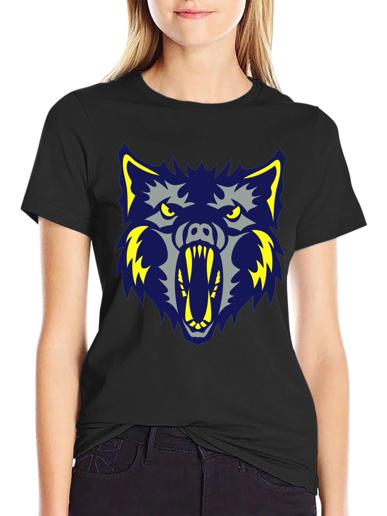 Ferocious Wolf Graphic Black Tee