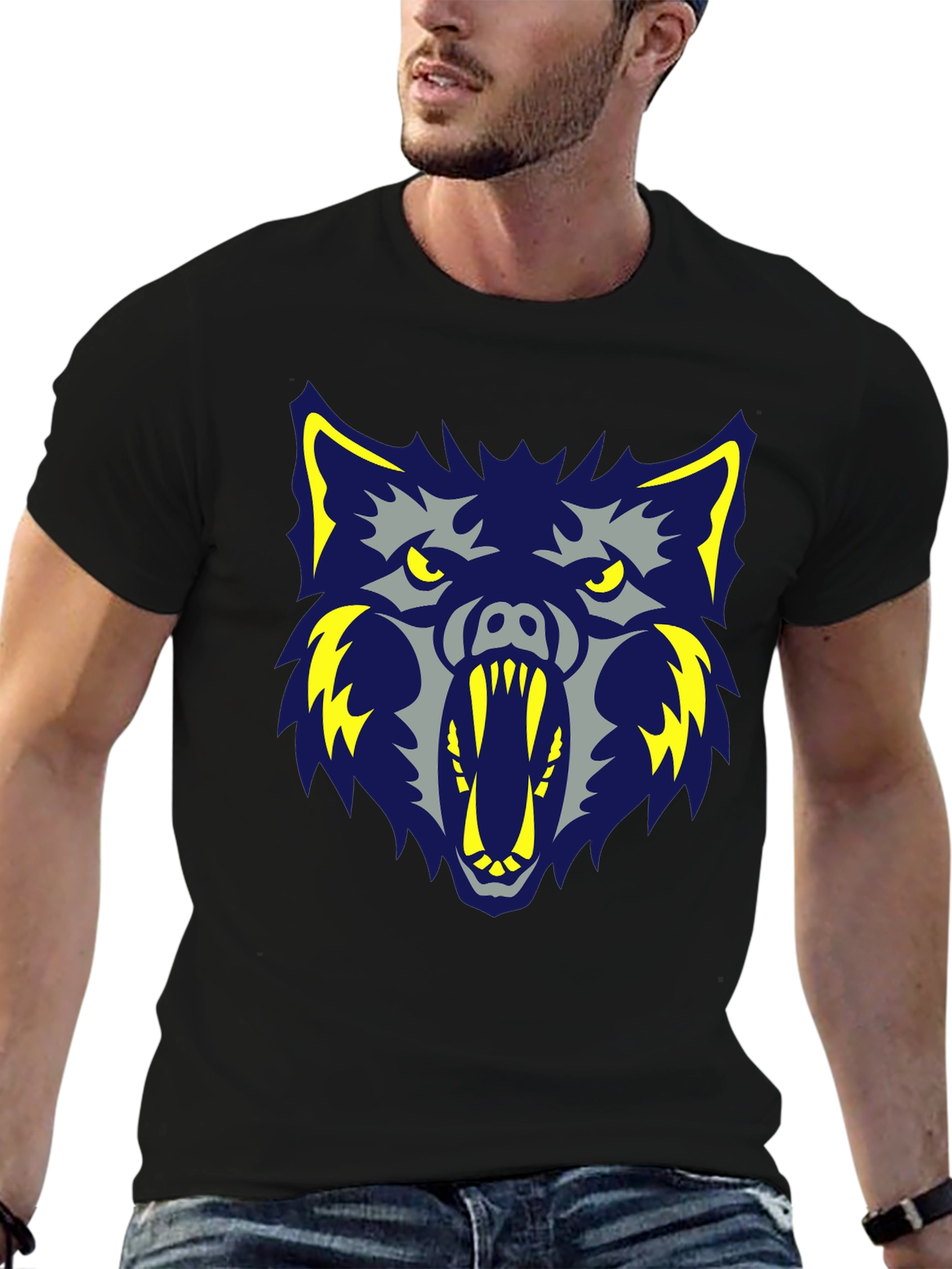 Ferocious Wolf Graphic Black Tee