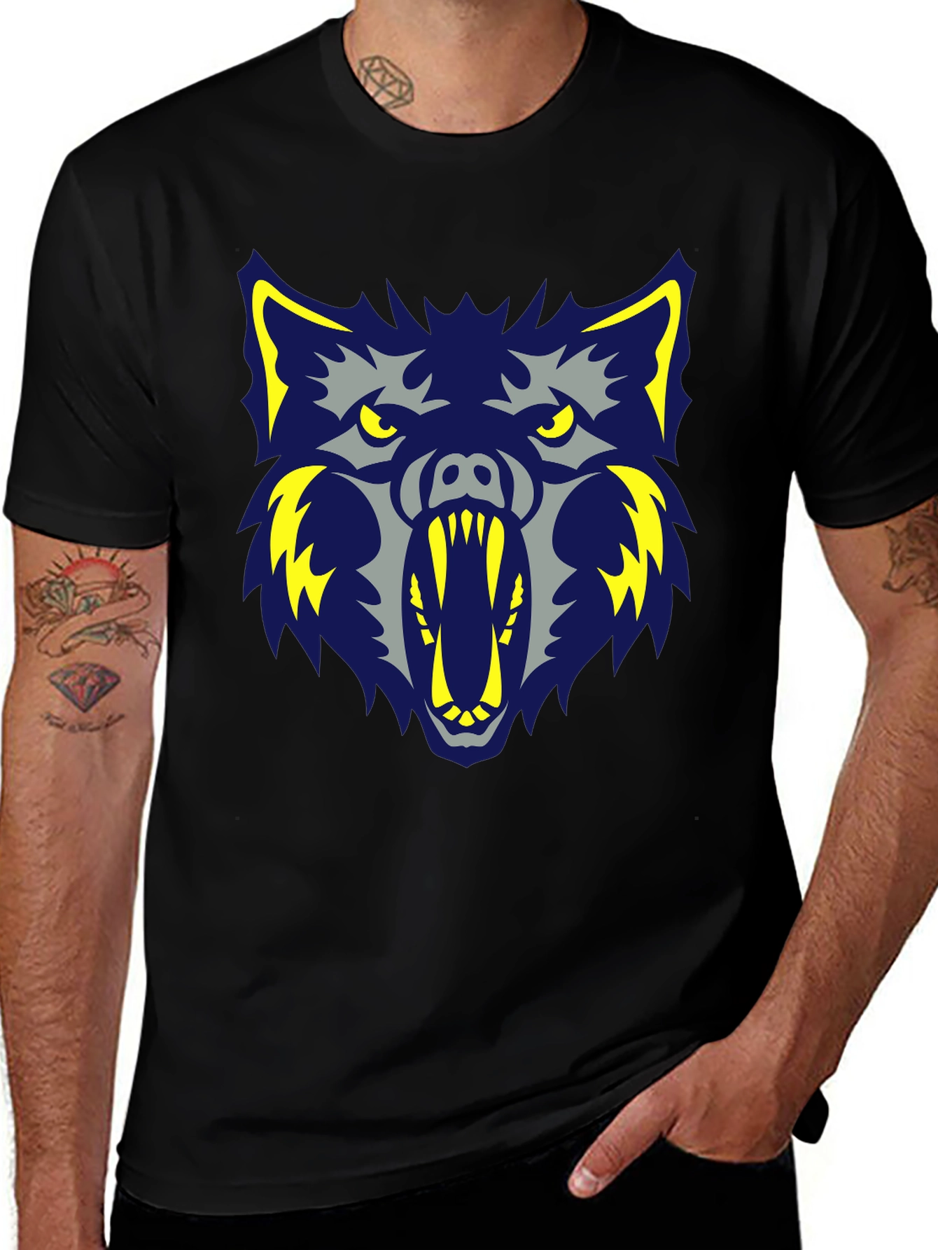 Ferocious Wolf Graphic Black Tee