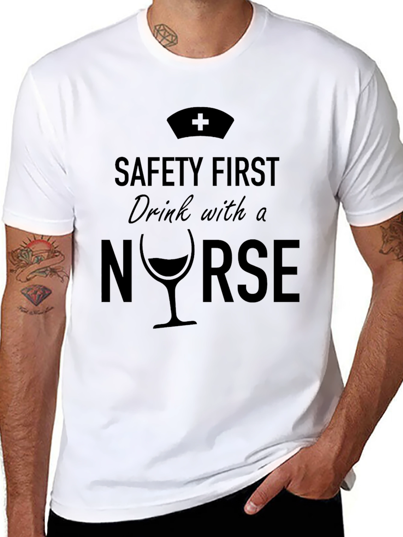Safety First Drink with a Nurse Graphic Tee