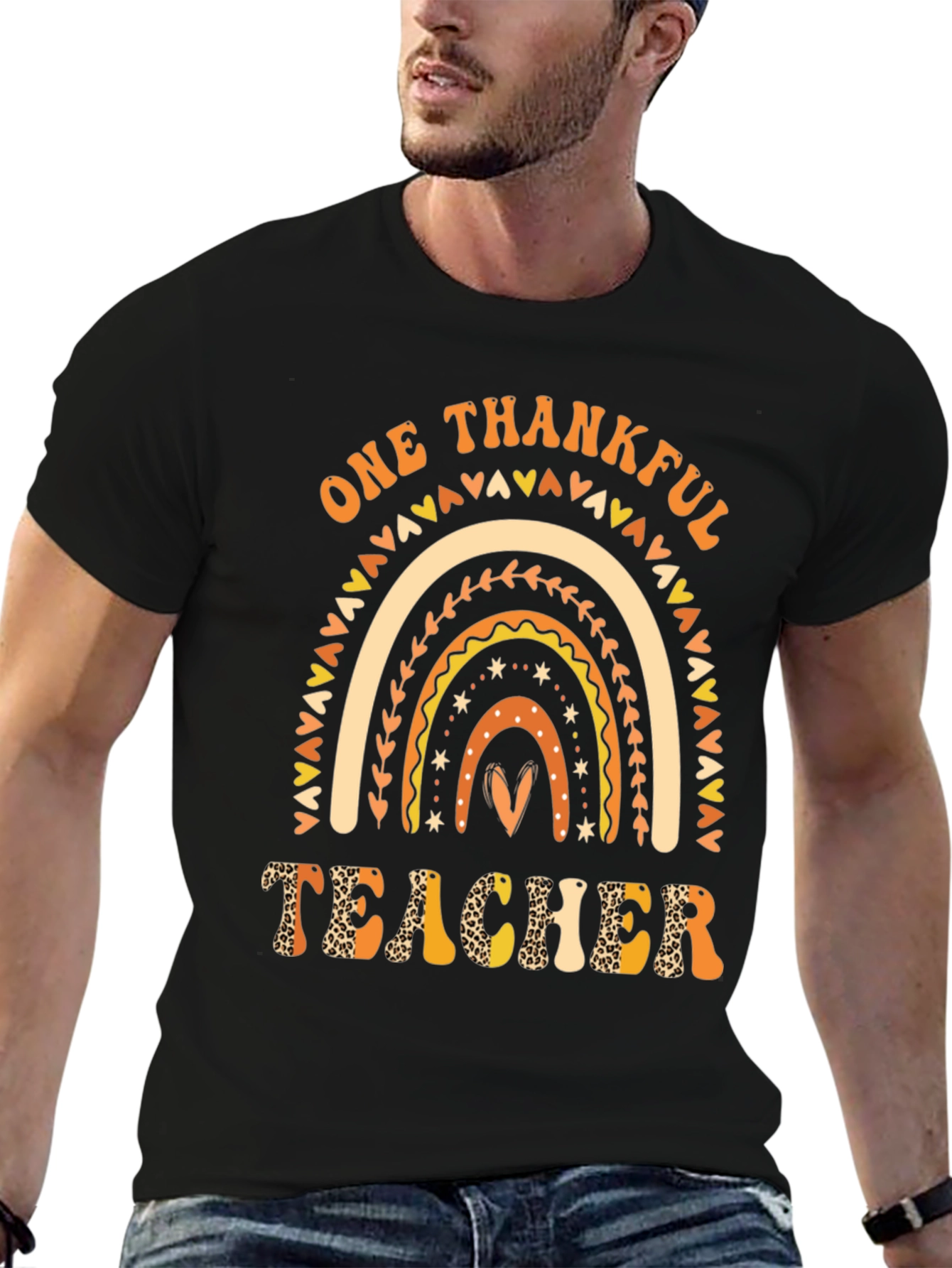 One Thankful Teacher Rainbow Graphic Tee