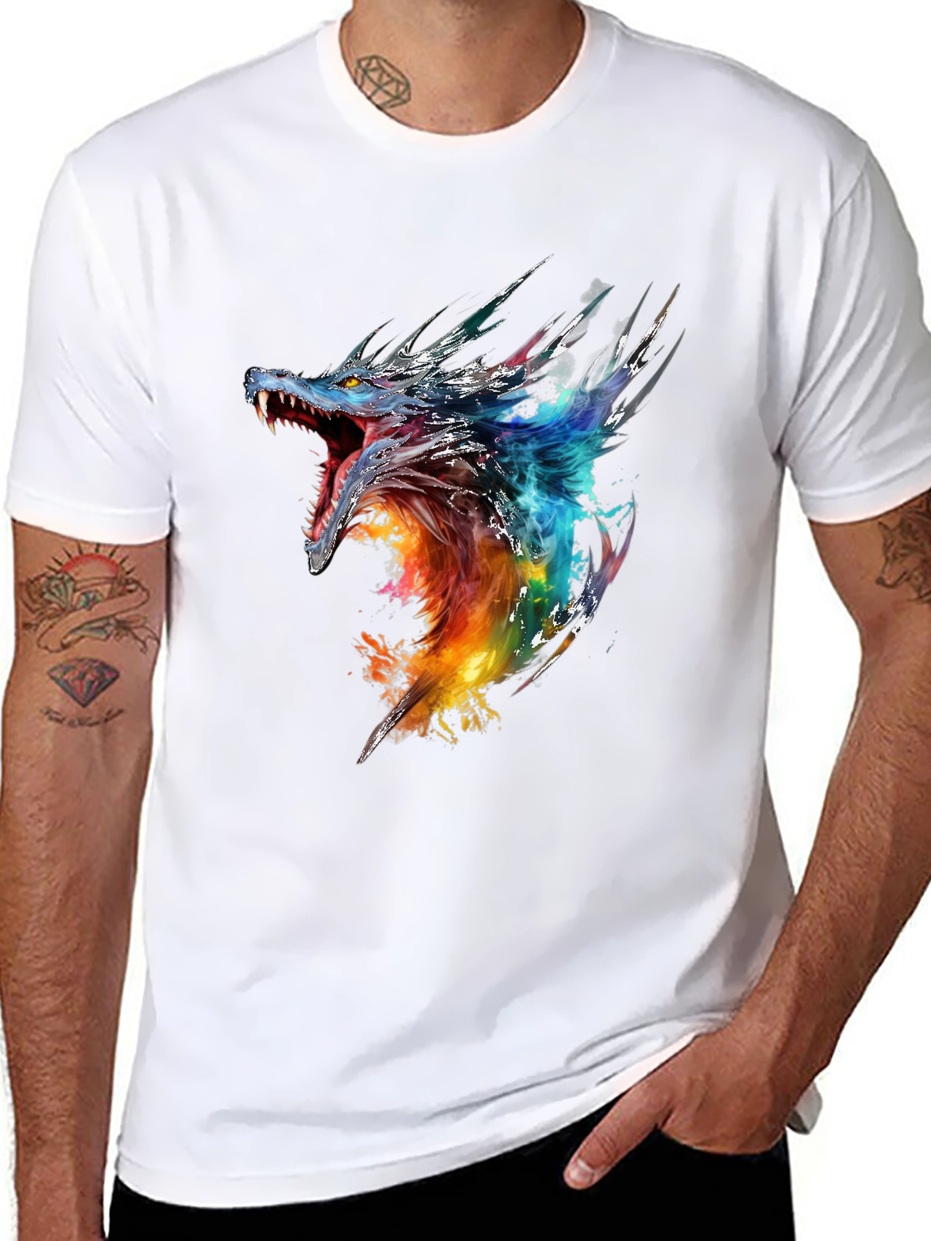 Dragon Graphic Print Black T-Shirt