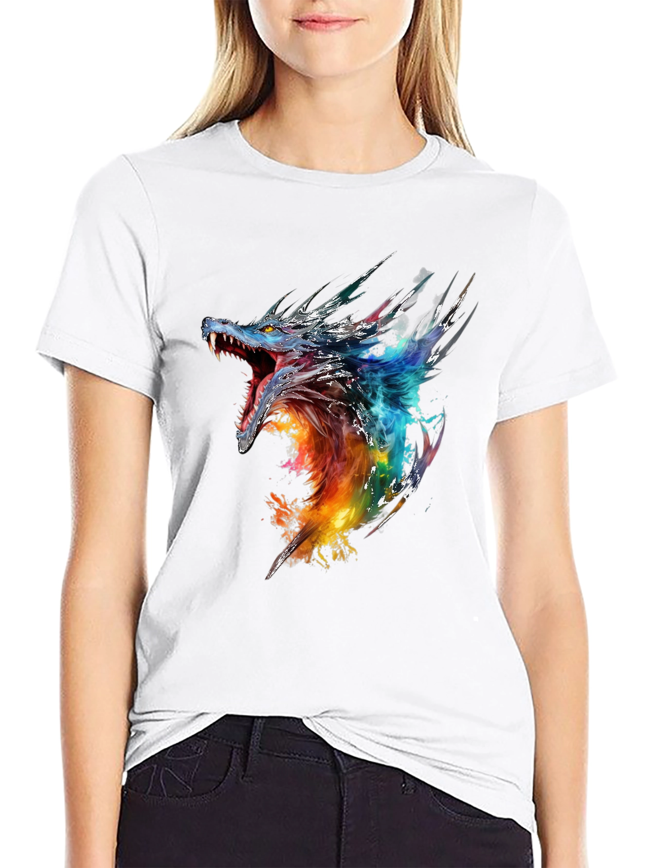 Dragon Graphic Print Black T-Shirt