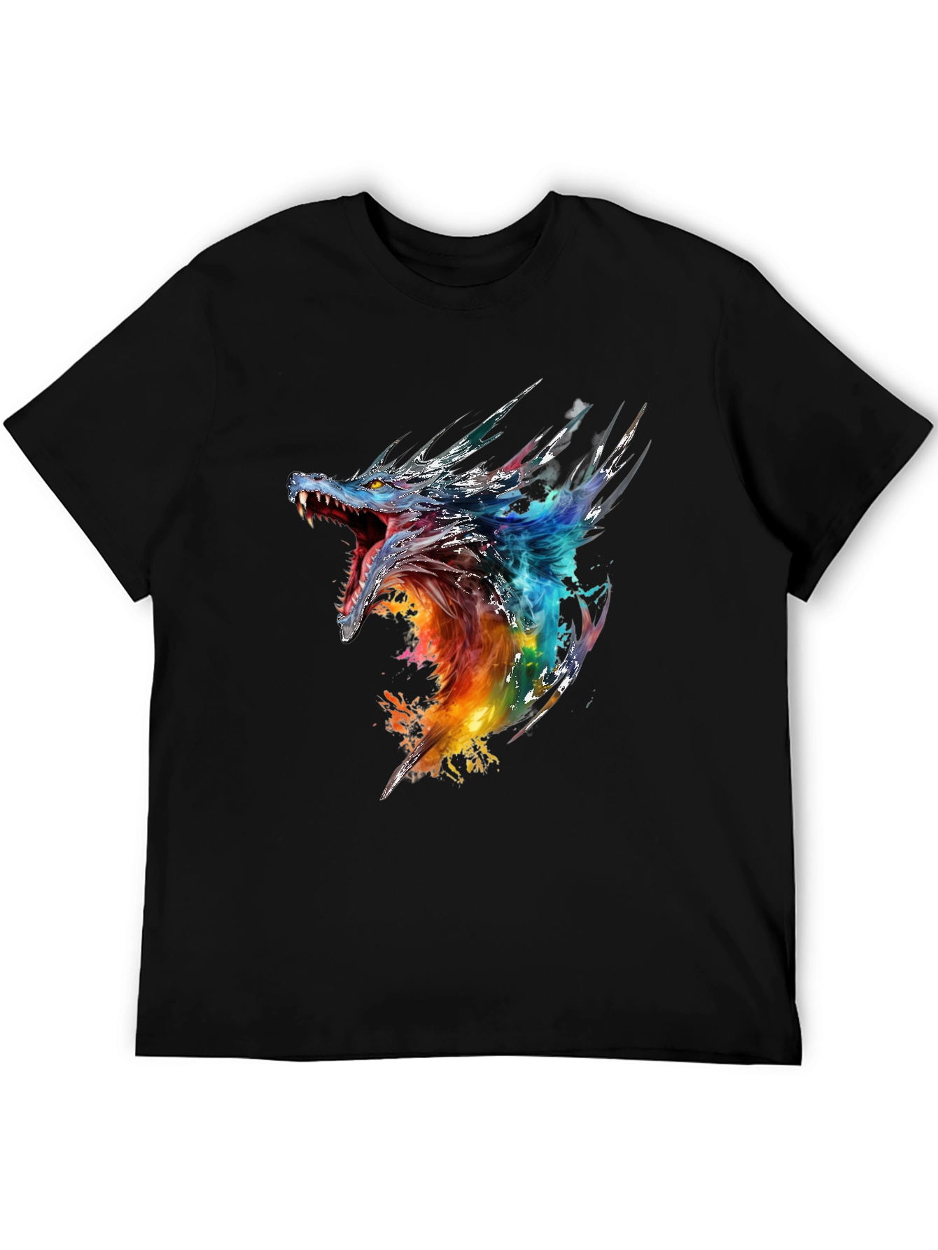 Dragon Graphic Print Black T-Shirt