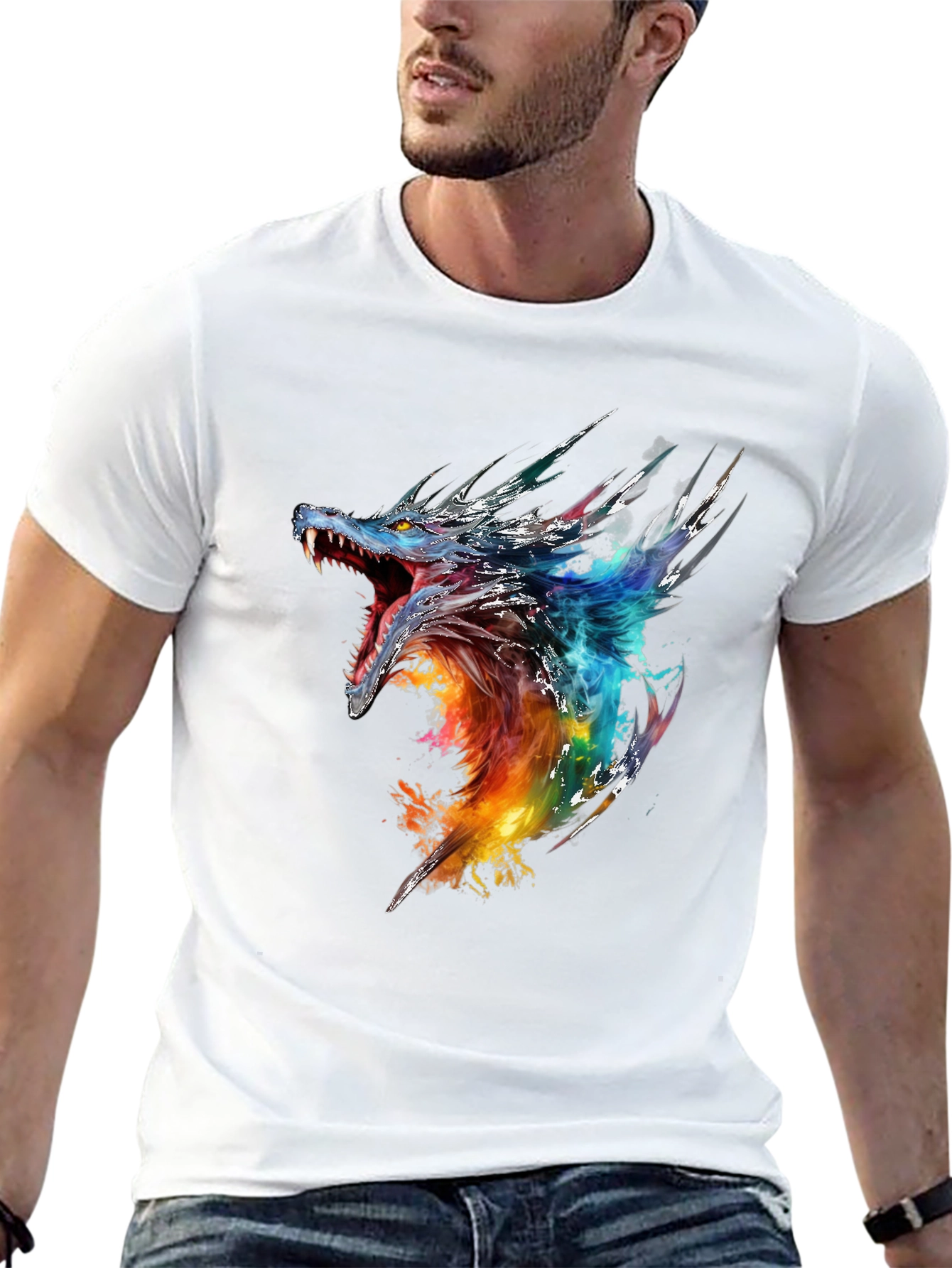 Dragon Graphic Print Black T-Shirt