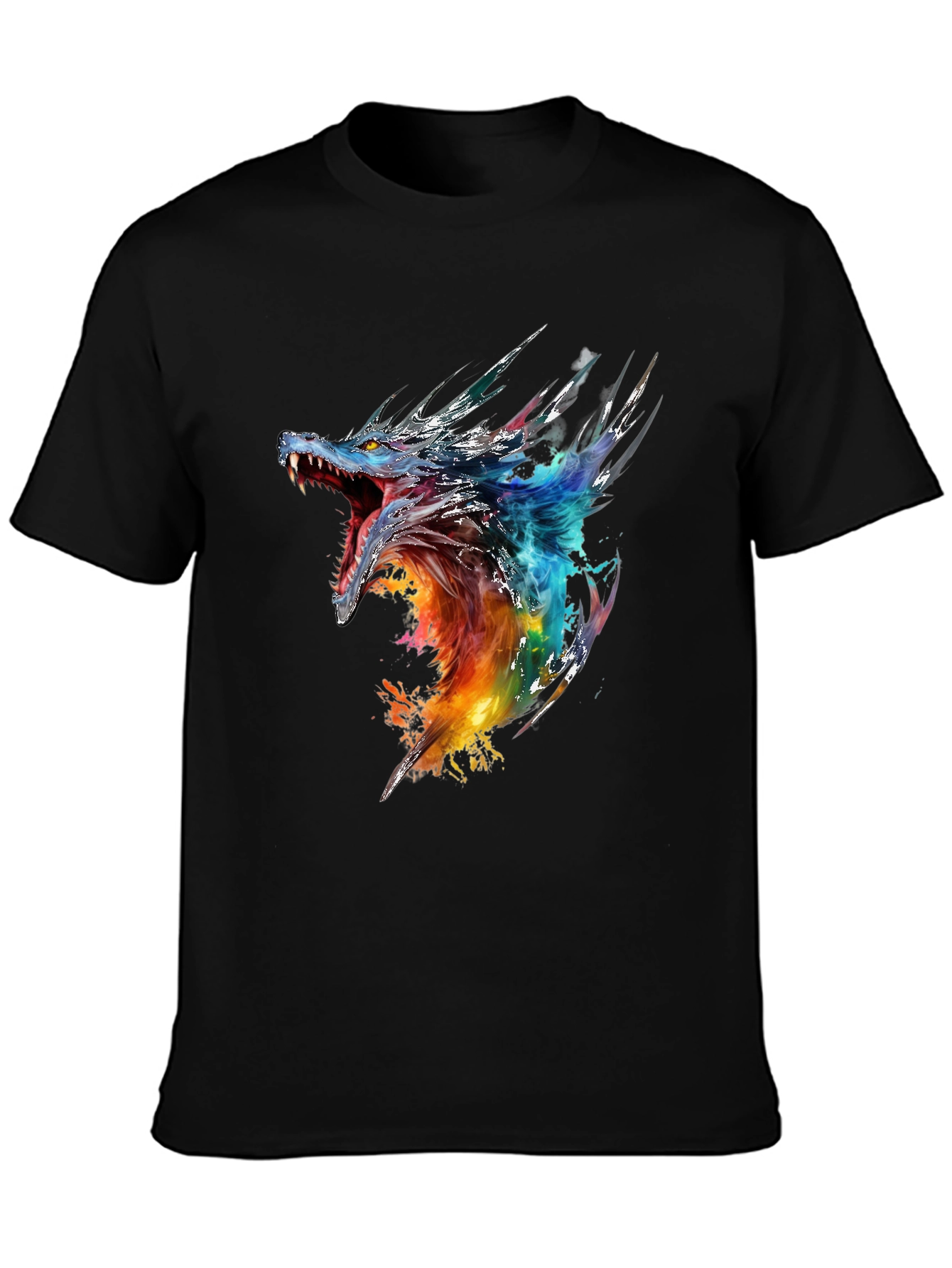 Dragon Graphic Print Black T-Shirt