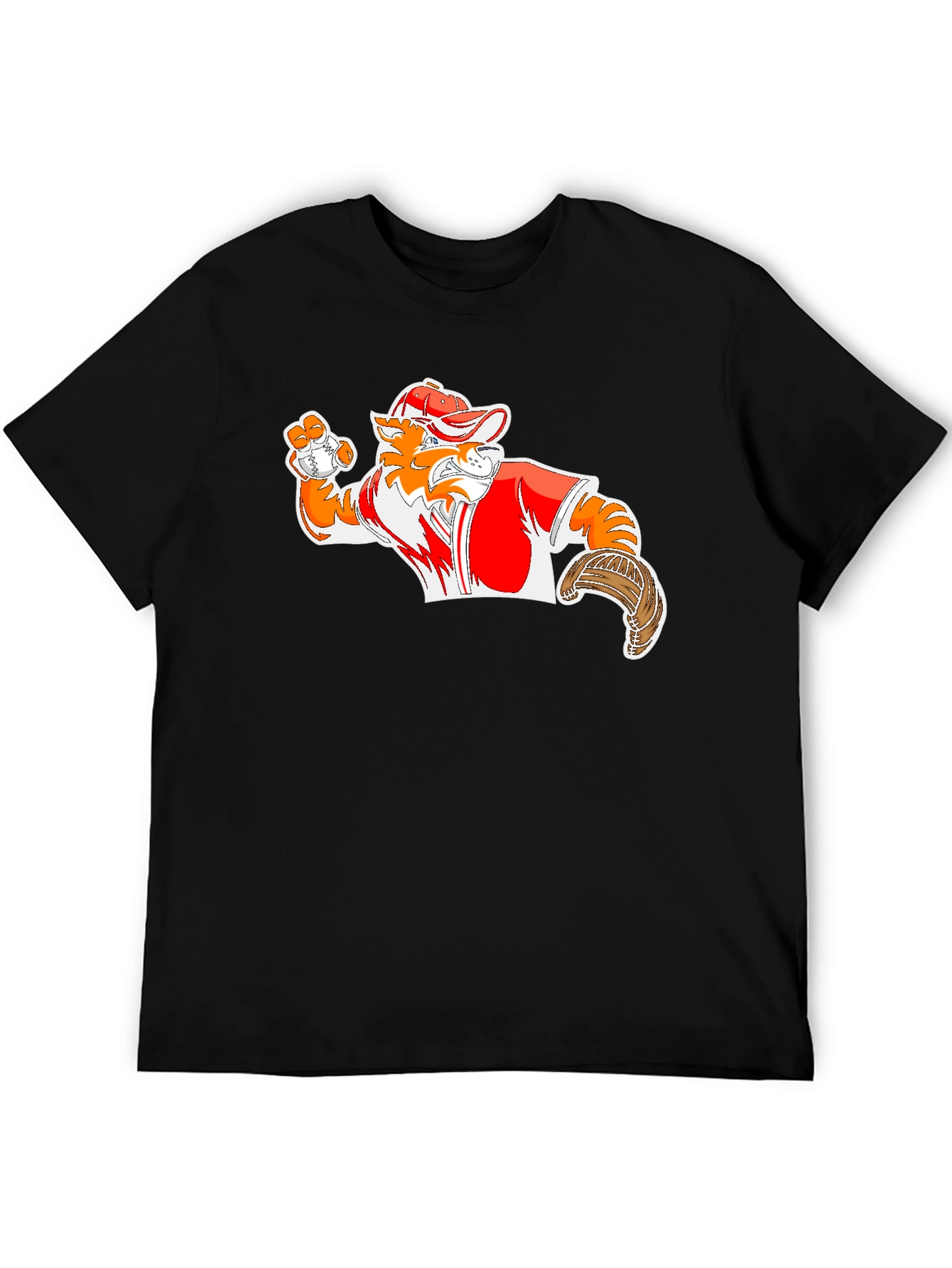 Baseball Mascot Graphic Tee - Black