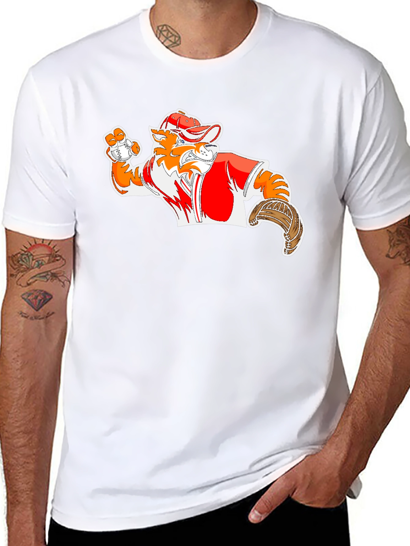 Baseball Mascot Graphic Tee - Black
