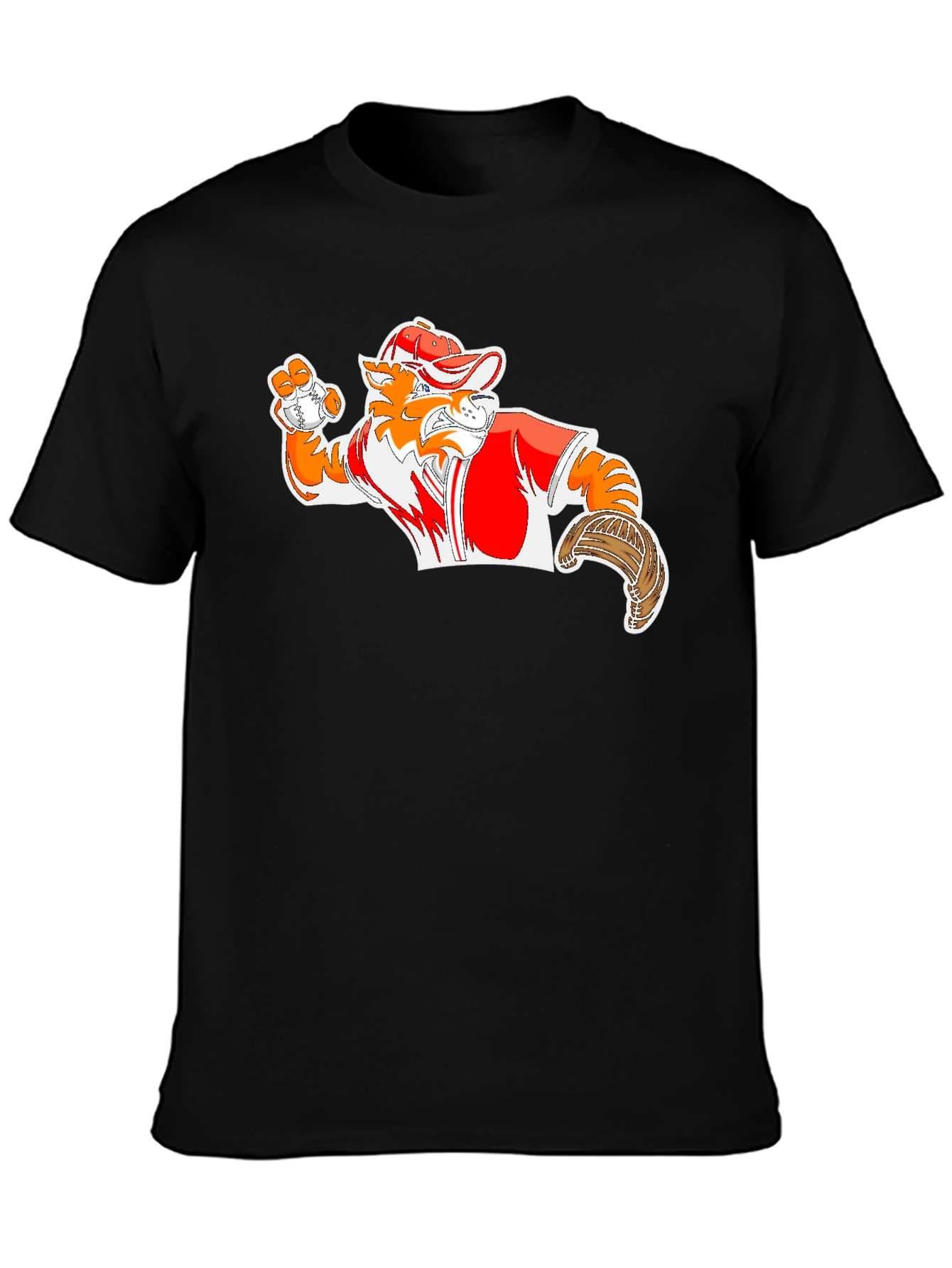Baseball Mascot Graphic Tee - Black