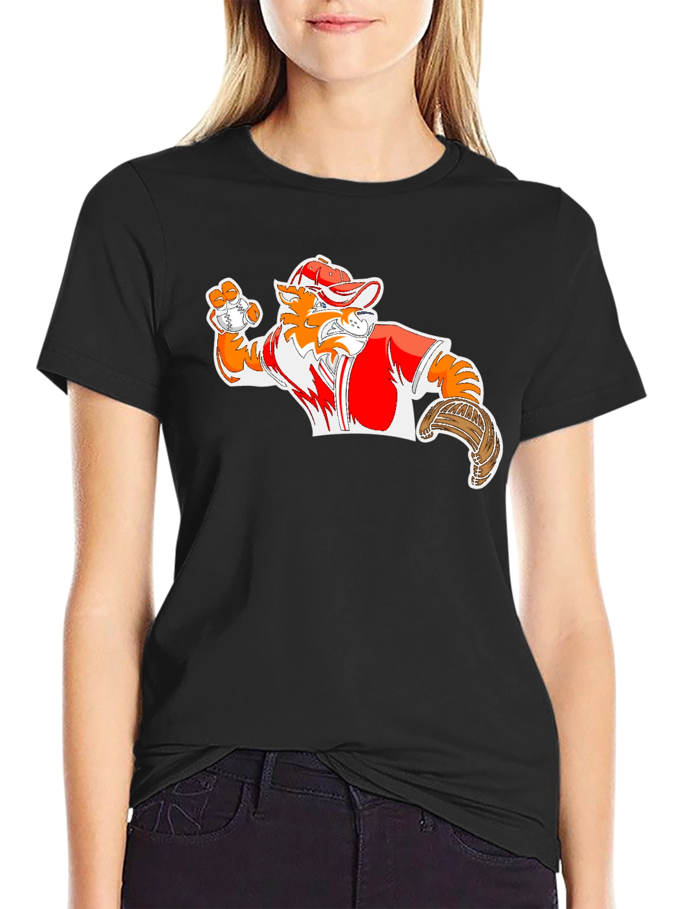 Baseball Mascot Graphic Tee - Black