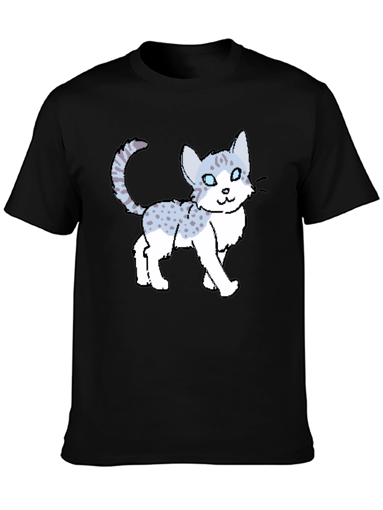 Cartoon Cat Print Black T-Shirt