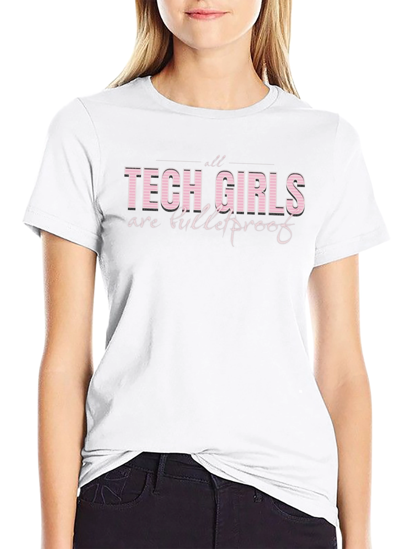 Tech Girls Are Bulletproof Graphic Tee - Black