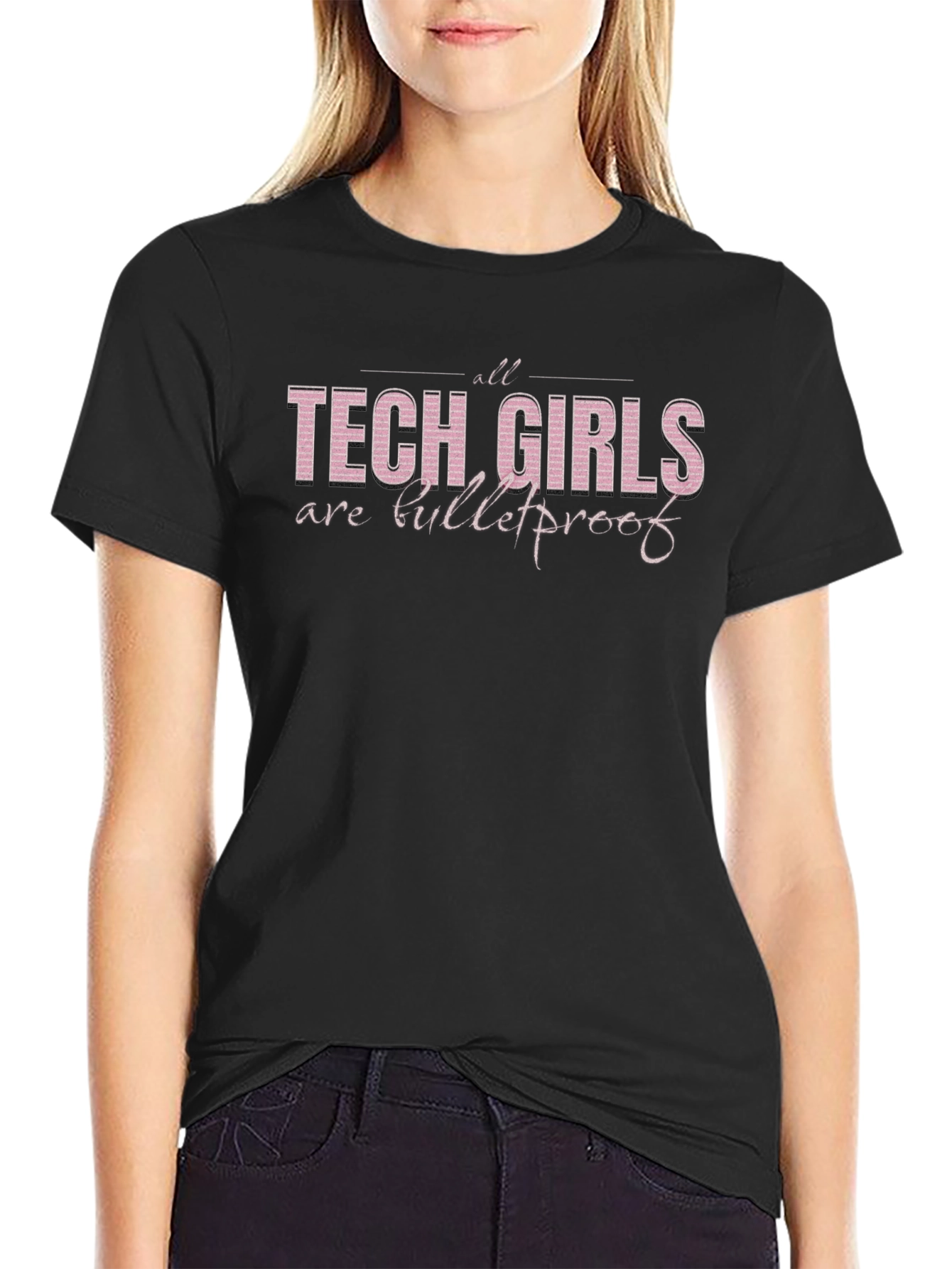 Tech Girls Are Bulletproof Graphic Tee - Black