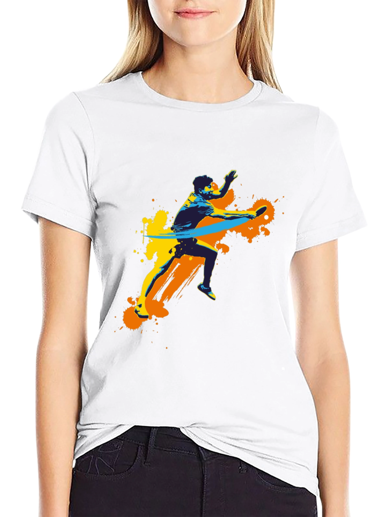 Stylish Black Tee with Table Tennis Graphic