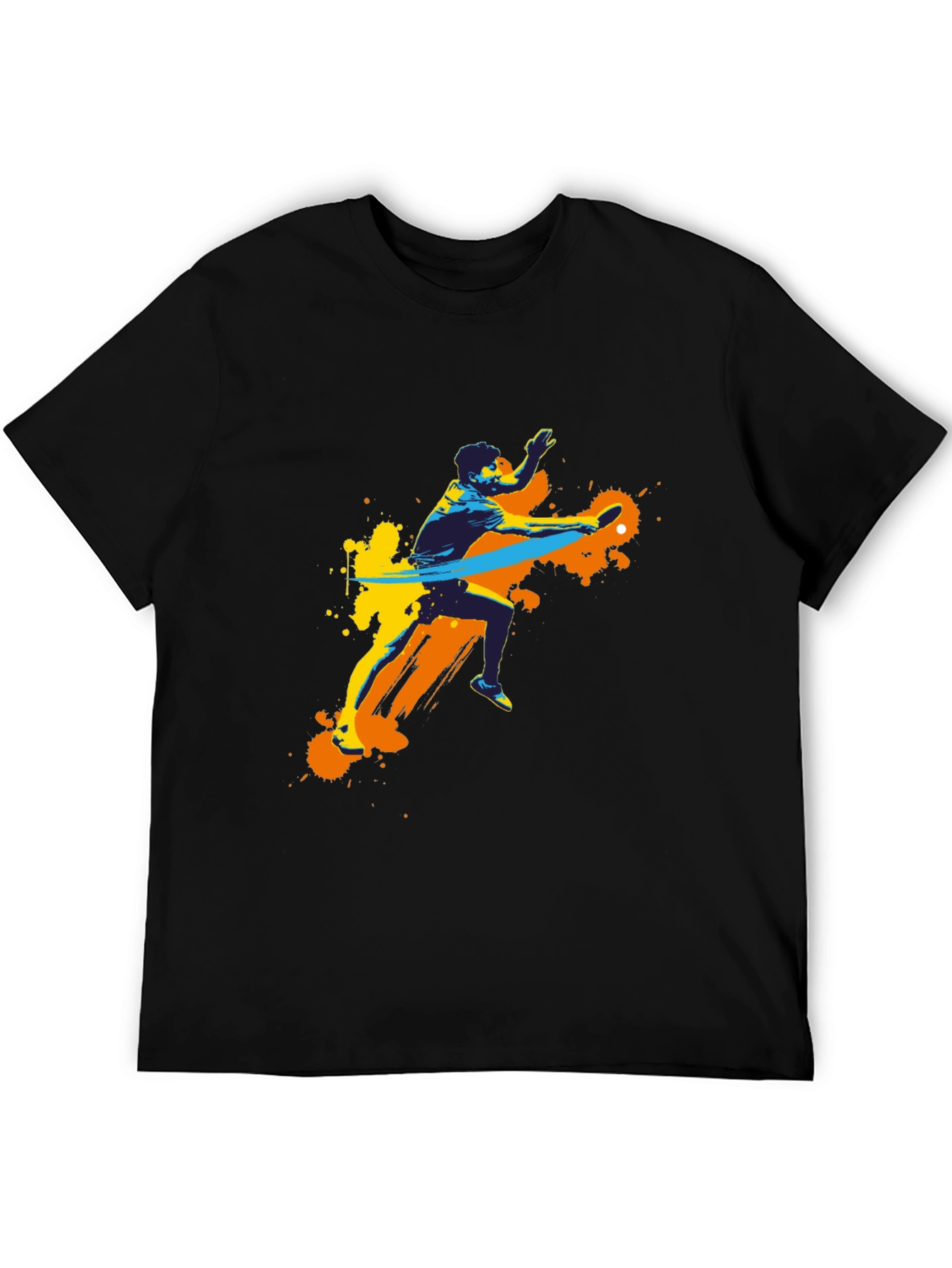 Stylish Black Tee with Table Tennis Graphic