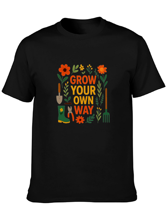Grow Your Own Way Graphic Tee - Black Cotton T-Shirt